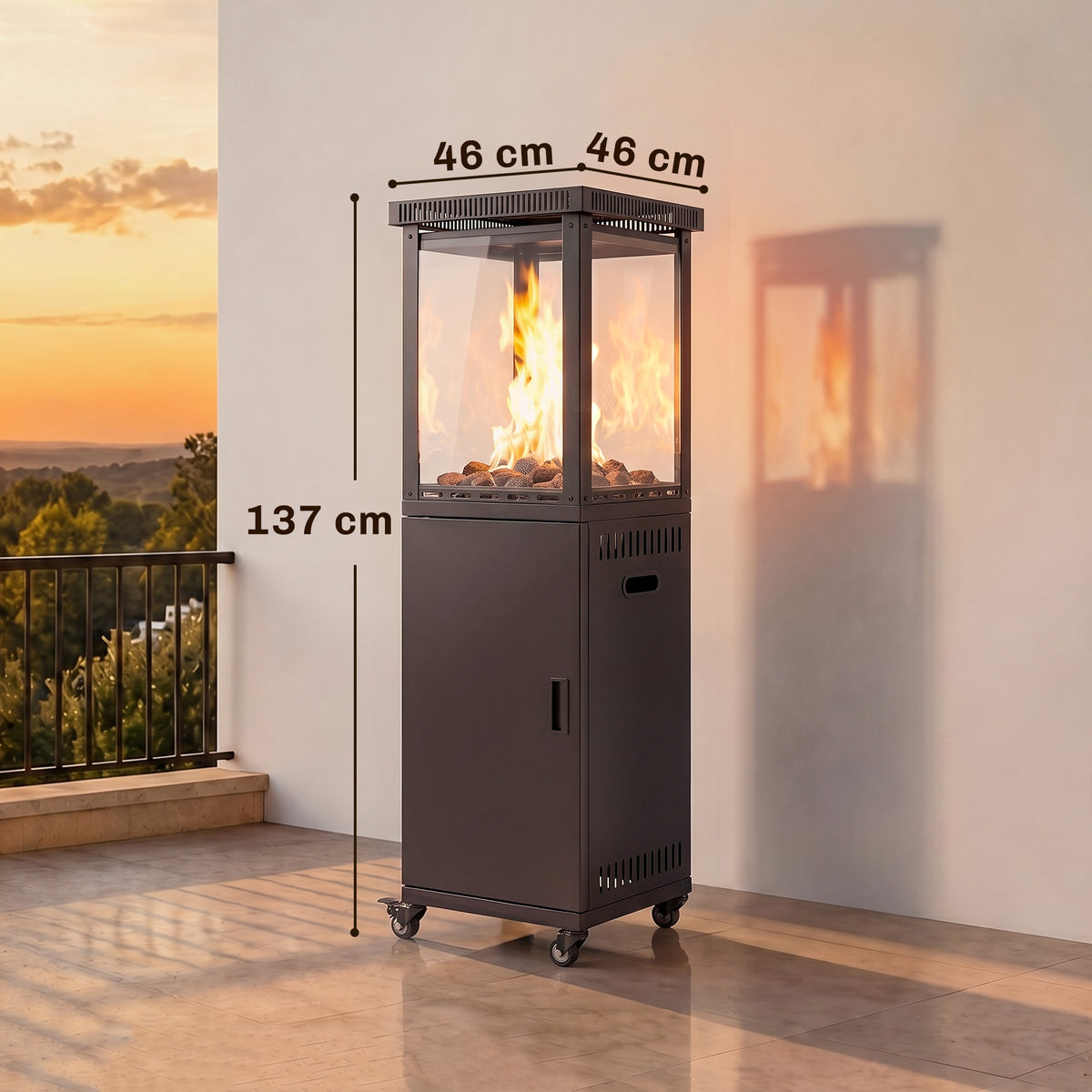 Outsunny Portable 13 kW Propane Patio Heater with Wheels and Heat Control