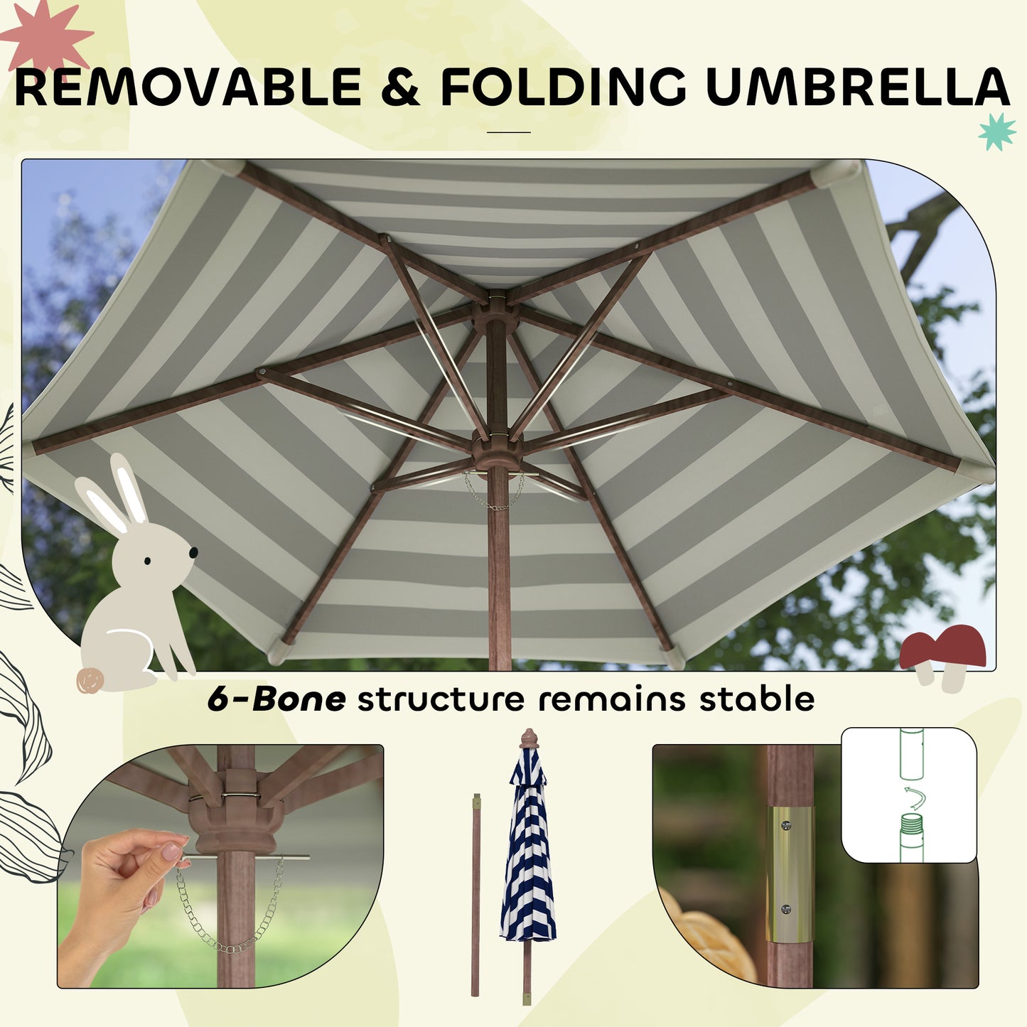 AIYAPLAY Outdoor Wooden Kids Picnic Table Bench Set With Cushions And Umbrella Navy Blue For Patio Garden Seats Four