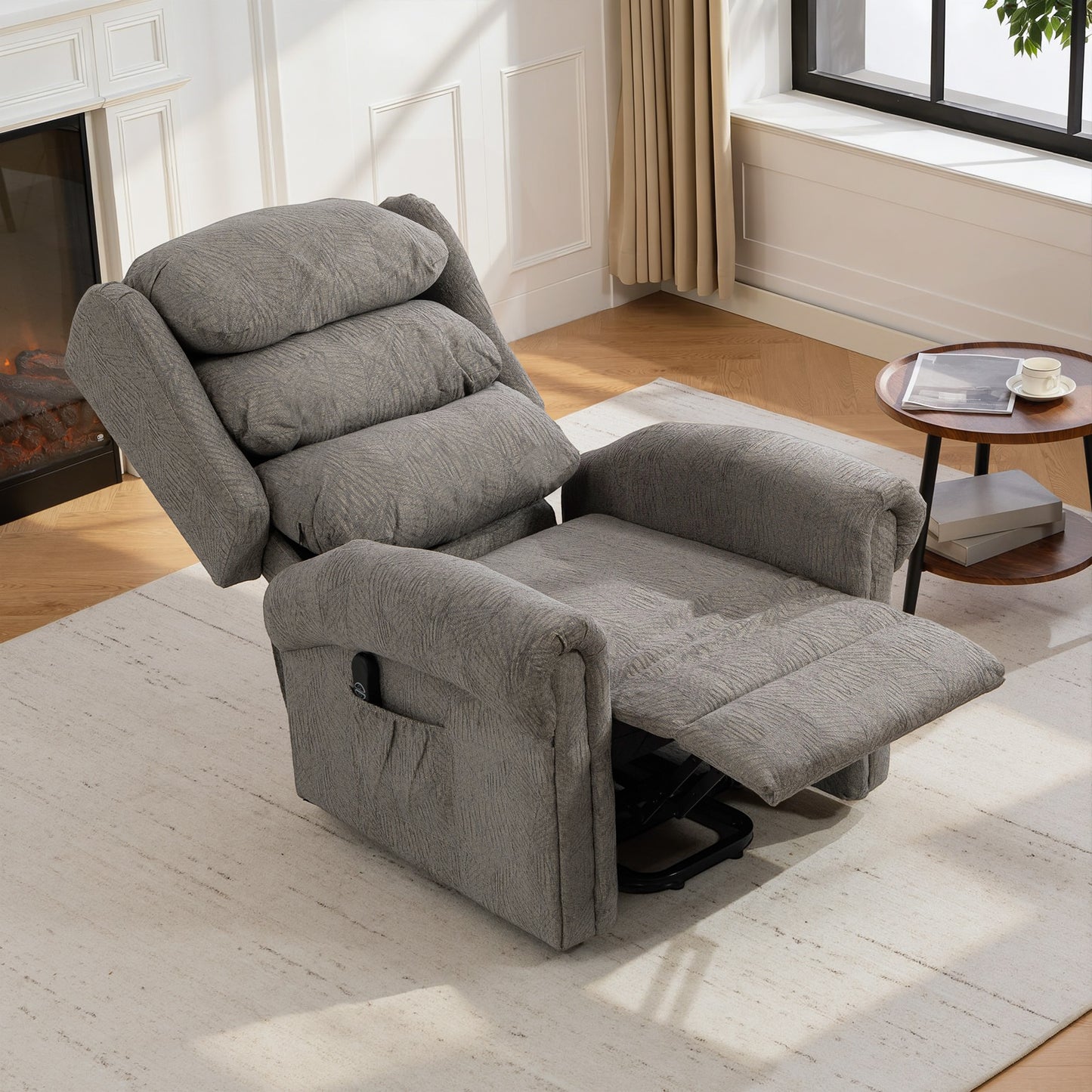HOMCOM Velvet Feel Electric Riser Recliner Chair Power Lift With Remote Control For Elderly Dark Grey