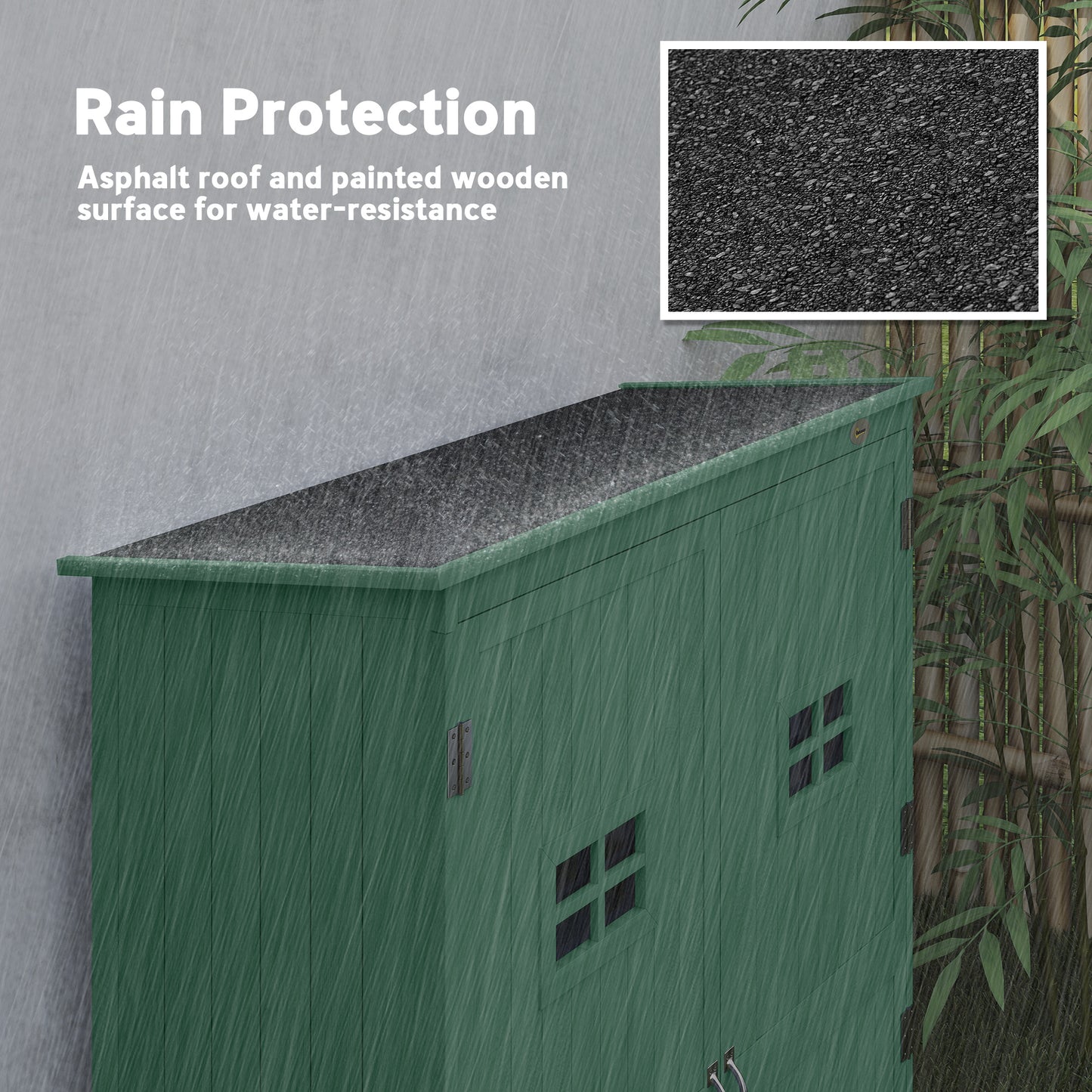 Outsunny Wooden Garden Shed With Two Windows And Double Doors Outdoor Tool Storage Cabinet Green