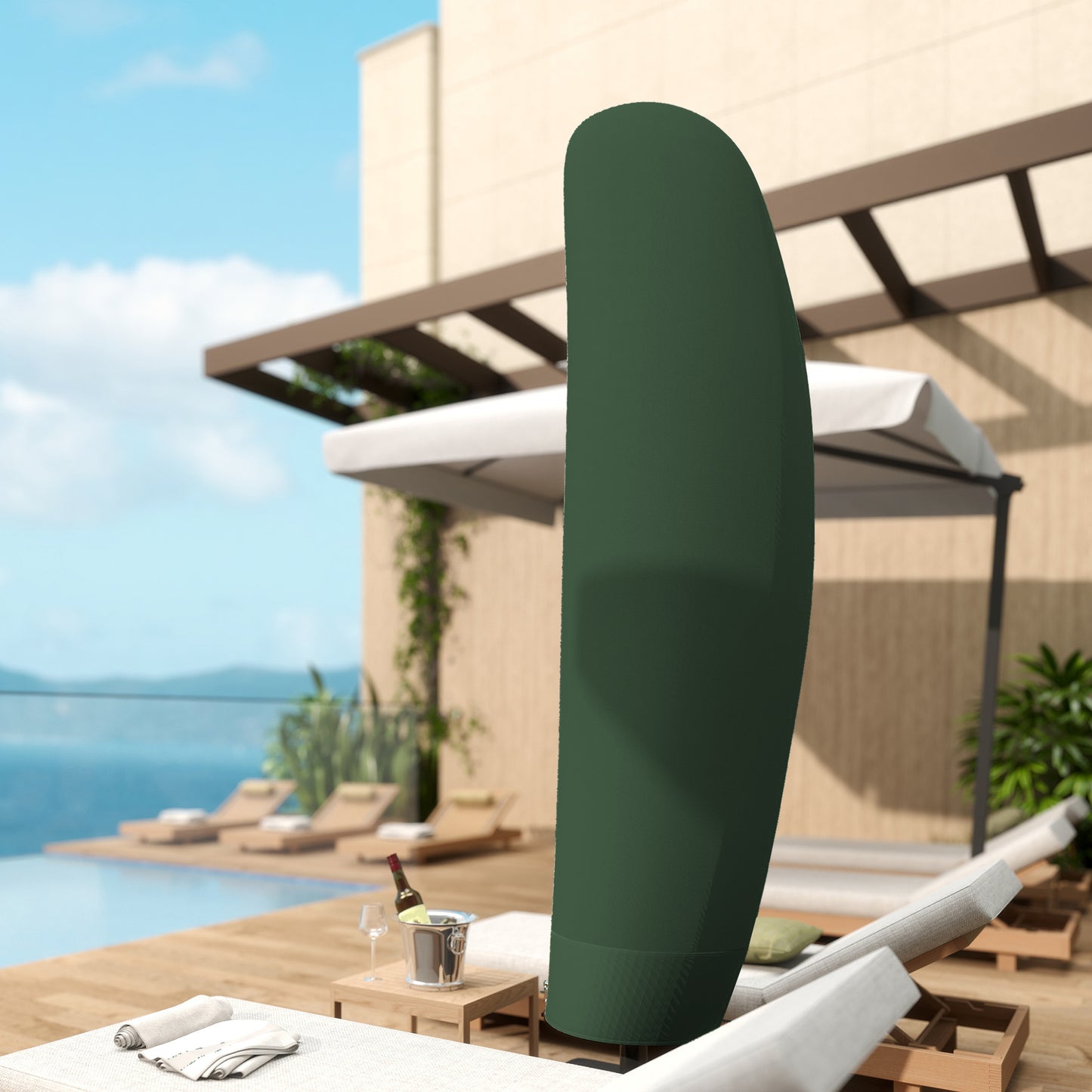 Outsunny 600D Oxford Cantilever Parasol Cover For 2 To 4 M Umbrellas Green Weatherproof