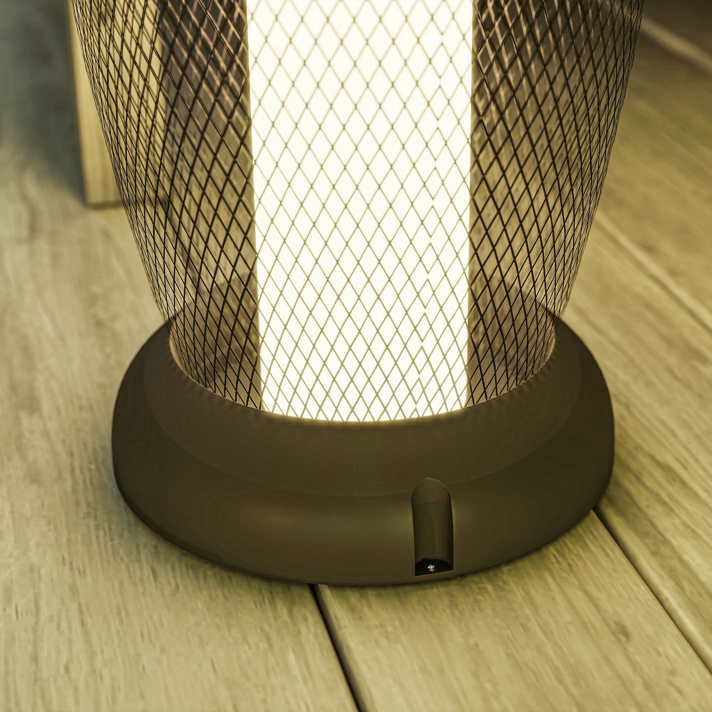 Outsunny 71.5 cm Tall Garden Solar Floor Lamp With Metal Wire Shade IP44 Auto On Off LED Black Outdoor Pathway Light