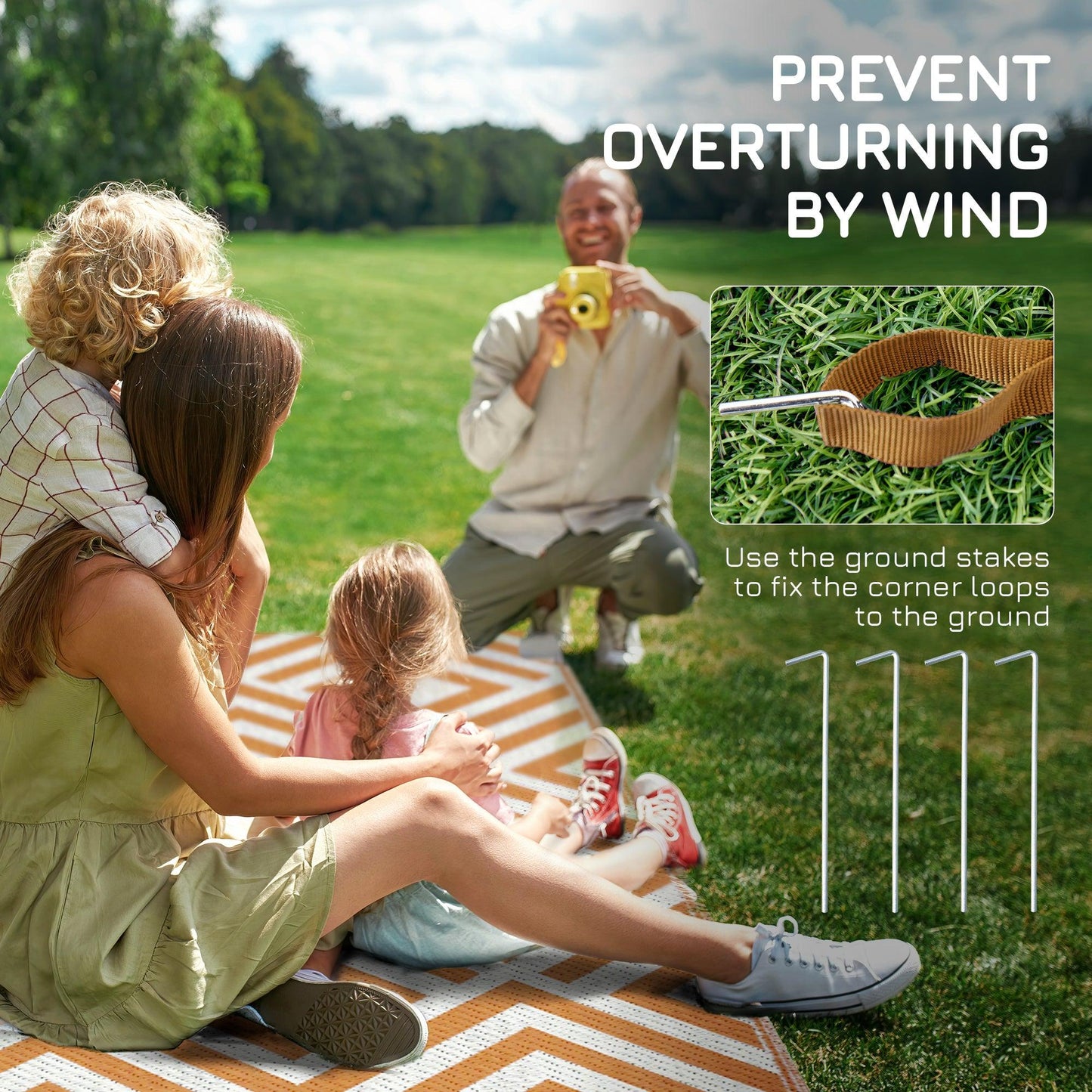 Outsunny Reversible Outdoor Rug - Waterproof Straw Mat - ALL4U RETAILER LTD