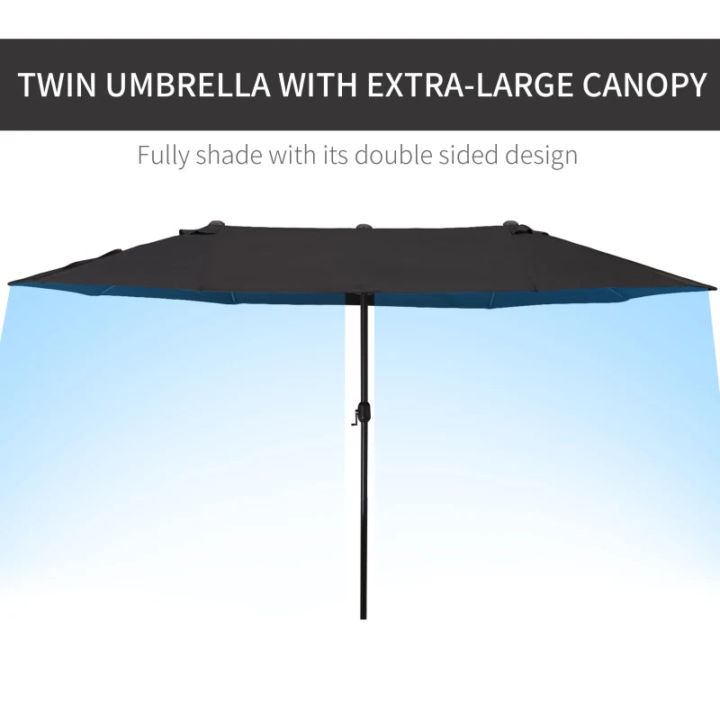 Outsunny 4.6m Black Canopy Parasol - Stylish Shade Solution - ALL4U RETAILER LTD