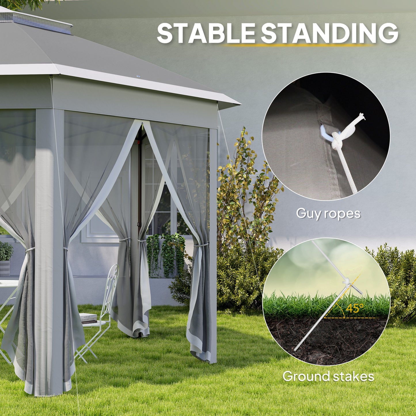 Outsunny 3x4m Garden Gazebo Pop Up Tent With Netting Double Roof Instant Shelter For Outdoor Patio