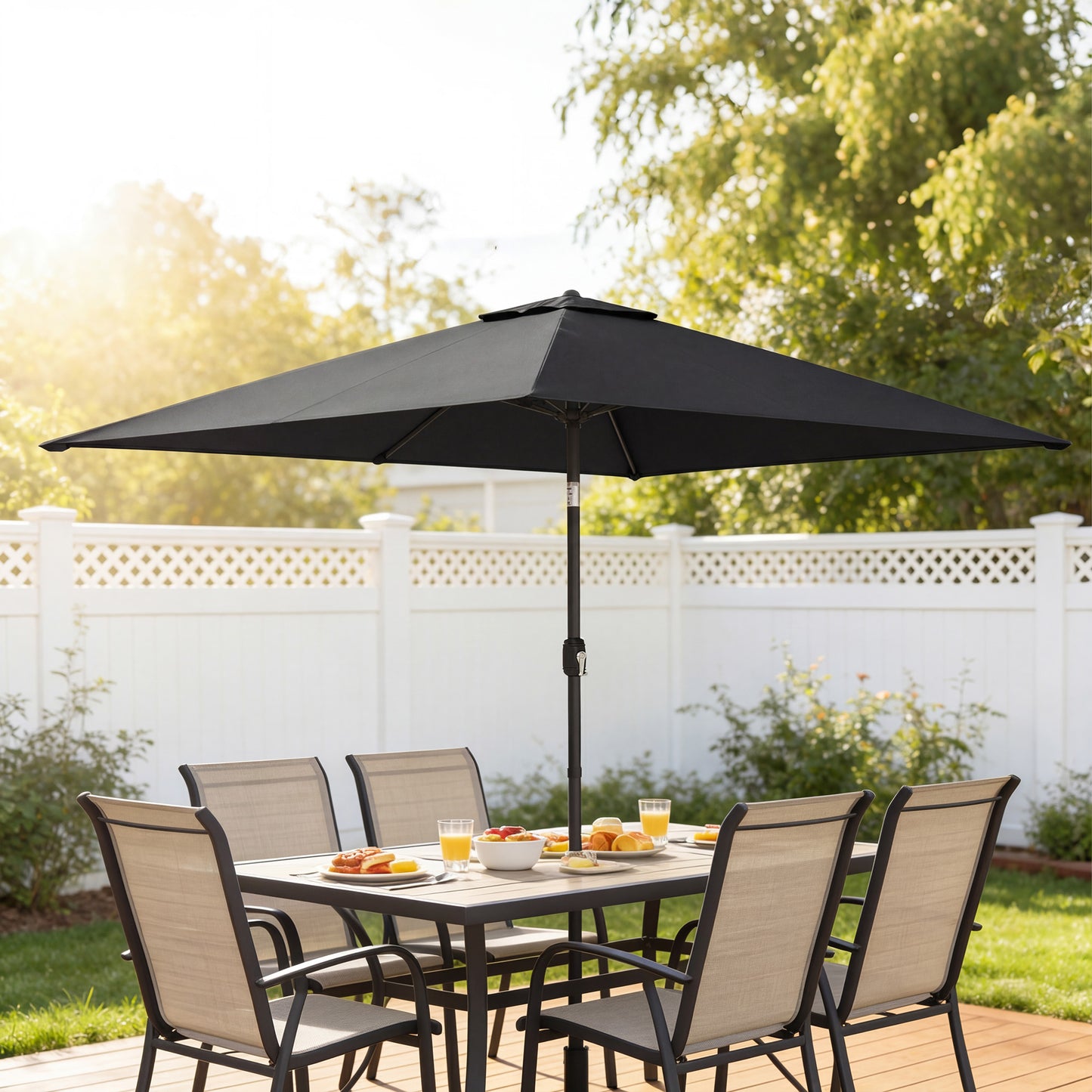 Outsunny Garden Parasol Umbrella With Crank Handle And Tilt Function 180g Polyester Canopy Fade Resistant Black
