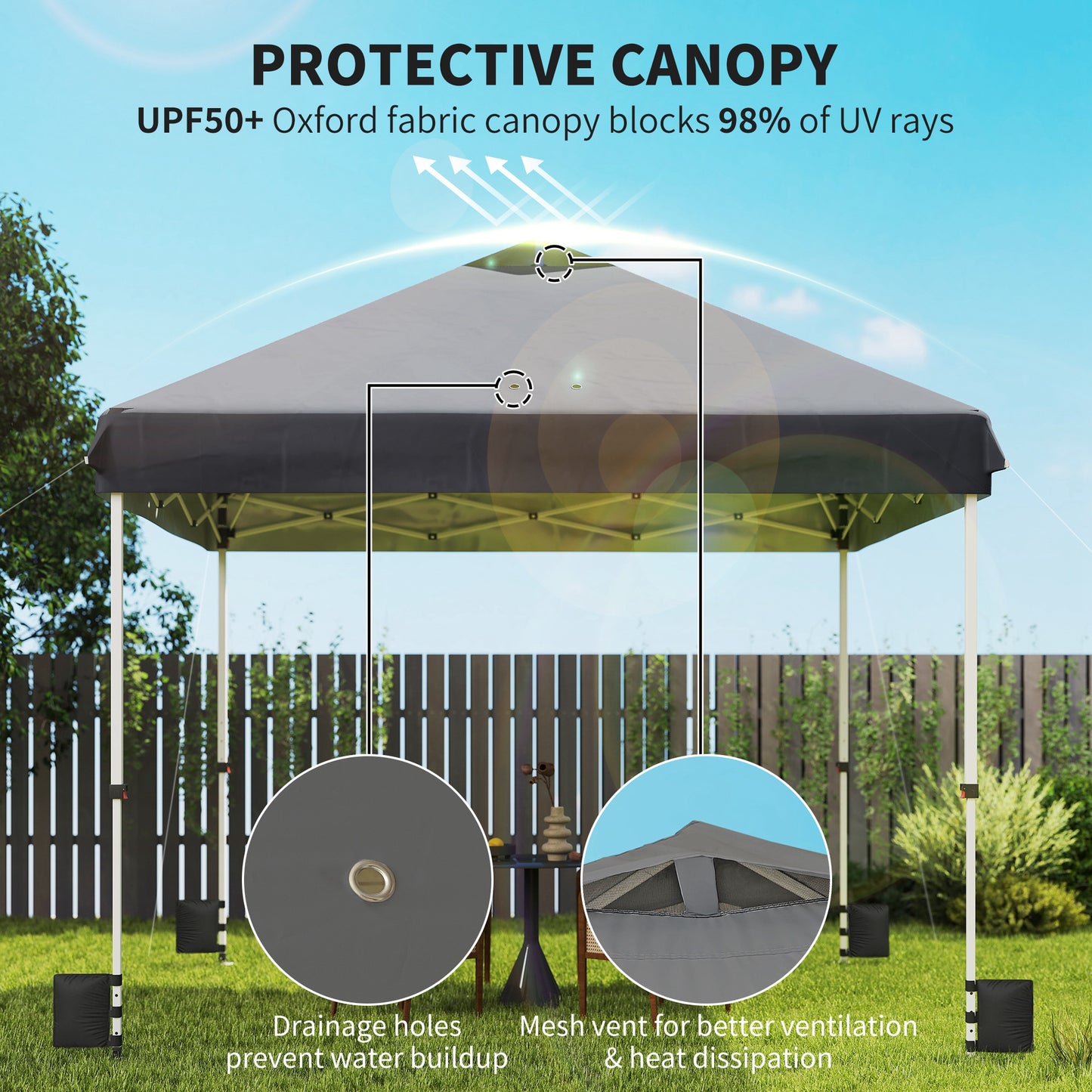 Outsunny 3 X 3 M Pop Up Gazebo With Wheels UPF50 Plus One Touch Outdoor Garden Party Tent Canopy Dark Grey