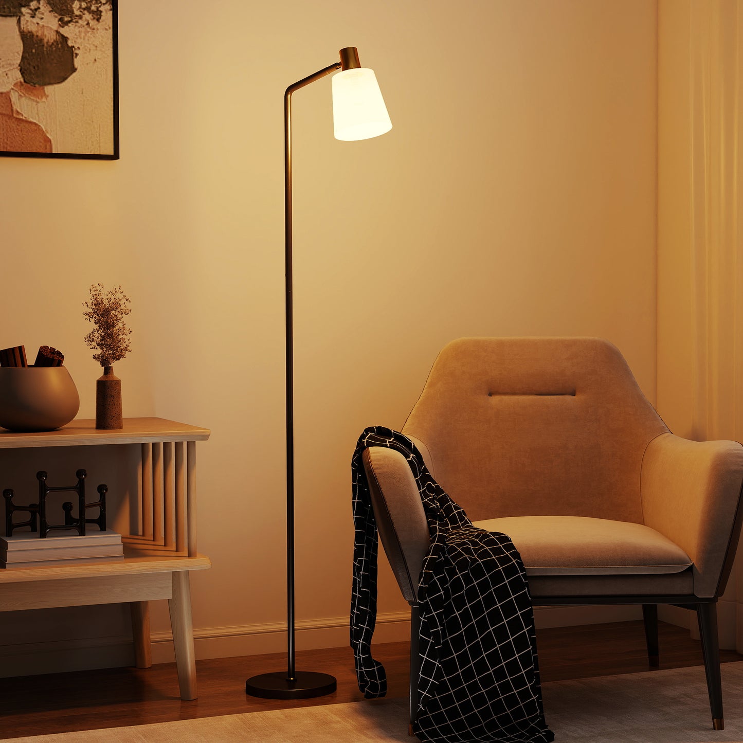 HOMCOM Floor Lamp With 350 Degree Rotatable Head And 3 Color Temperatures 3000K 4000K 6500K Living Room Black