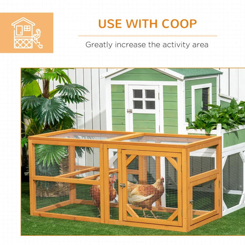 PawHut Wooden Chicken Coop with Perches, Doors, Combinable Design - Accommodates 2-4 Chickens, Natural Wood Colour - ALL4U RETAILER LTD