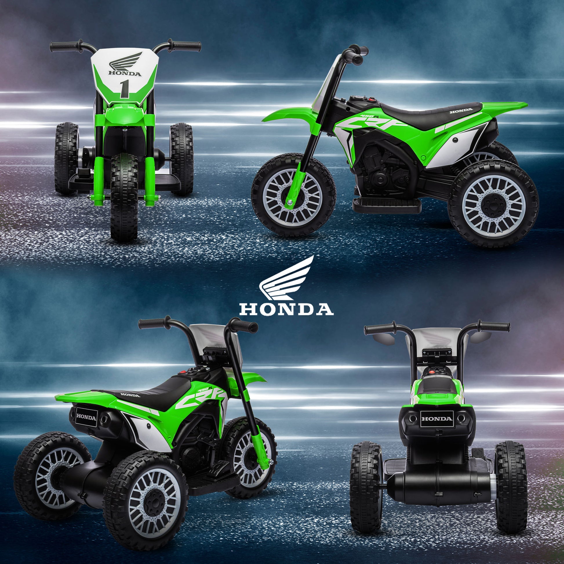 HOMCOM Kids 6V Electric Motorbike - 3-Wheeled Ride-On with Horn and Engine Sounds in Bright Green - ALL4U RETAILER LTD