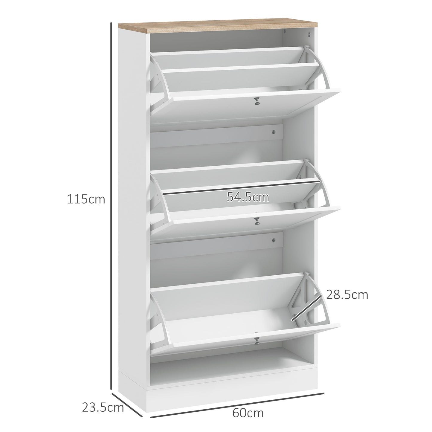 HOMCOM Compact White Shoe Cabinet with 3 Flip Drawers – Slim Storage for 18 Pairs of Shoes, Ideal for Entryway and Hallway - ALL4U RETAILER LTD