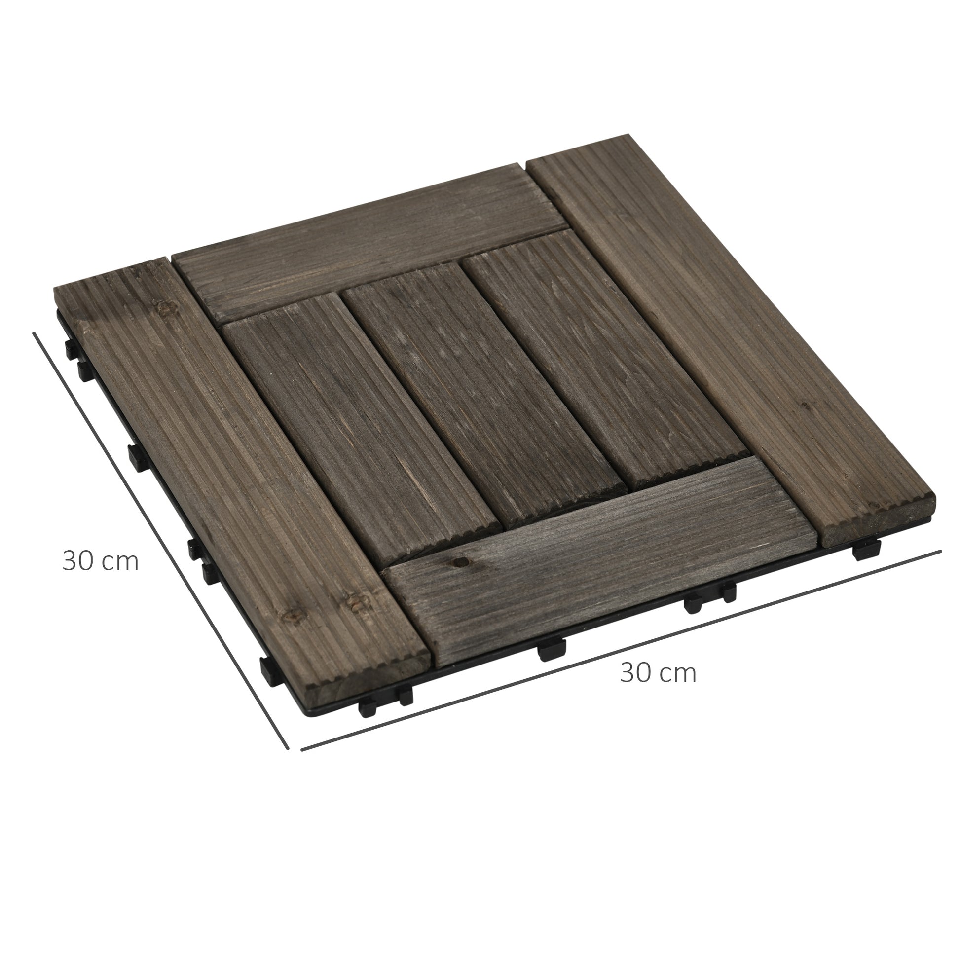 Outsunny 27-Piece Interlocking Wooden Decking Tiles for Outdoor Spaces - 30x30 cm Patio Flooring Set, Covers 2.5m², Slip-Resistant Design - ALL4U RETAILER LTD