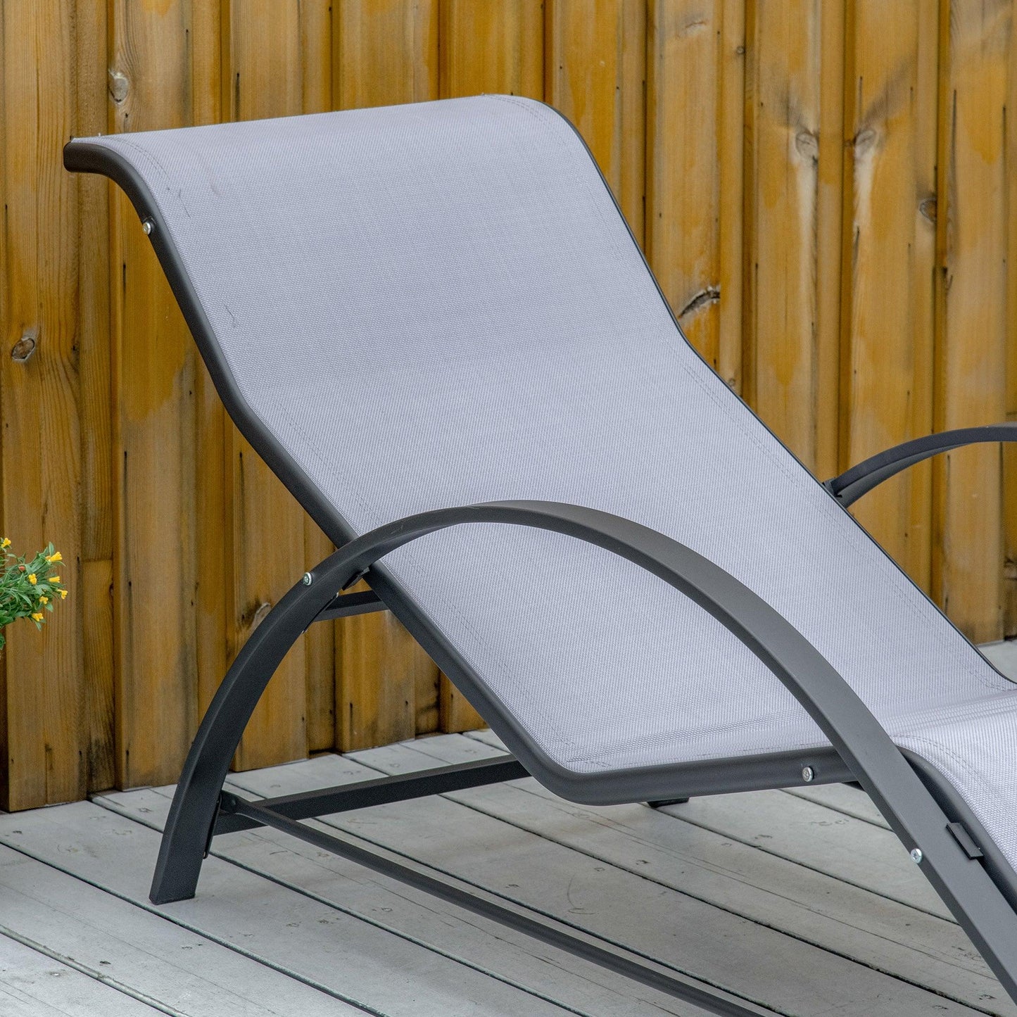 Outsunny 3-Piece Outdoor Lounge Chair Set with Table, Light Grey - Sunbathing Recliner - ALL4U RETAILER LTD