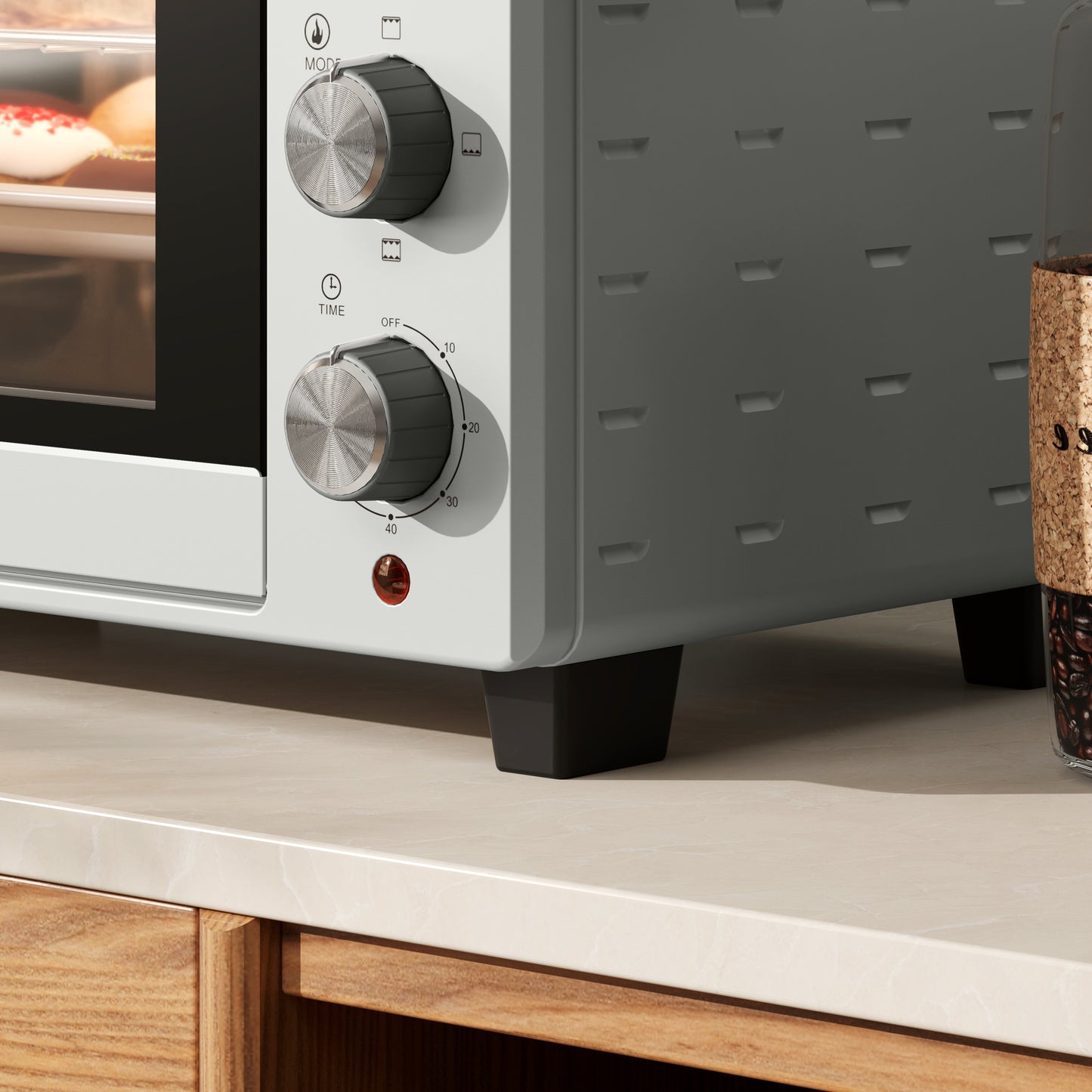 HOMCOM 21L Mini Countertop Oven With 100 To 230 Celsius Temperature Range, Removable Wire Rack And Tray, Silver Tone