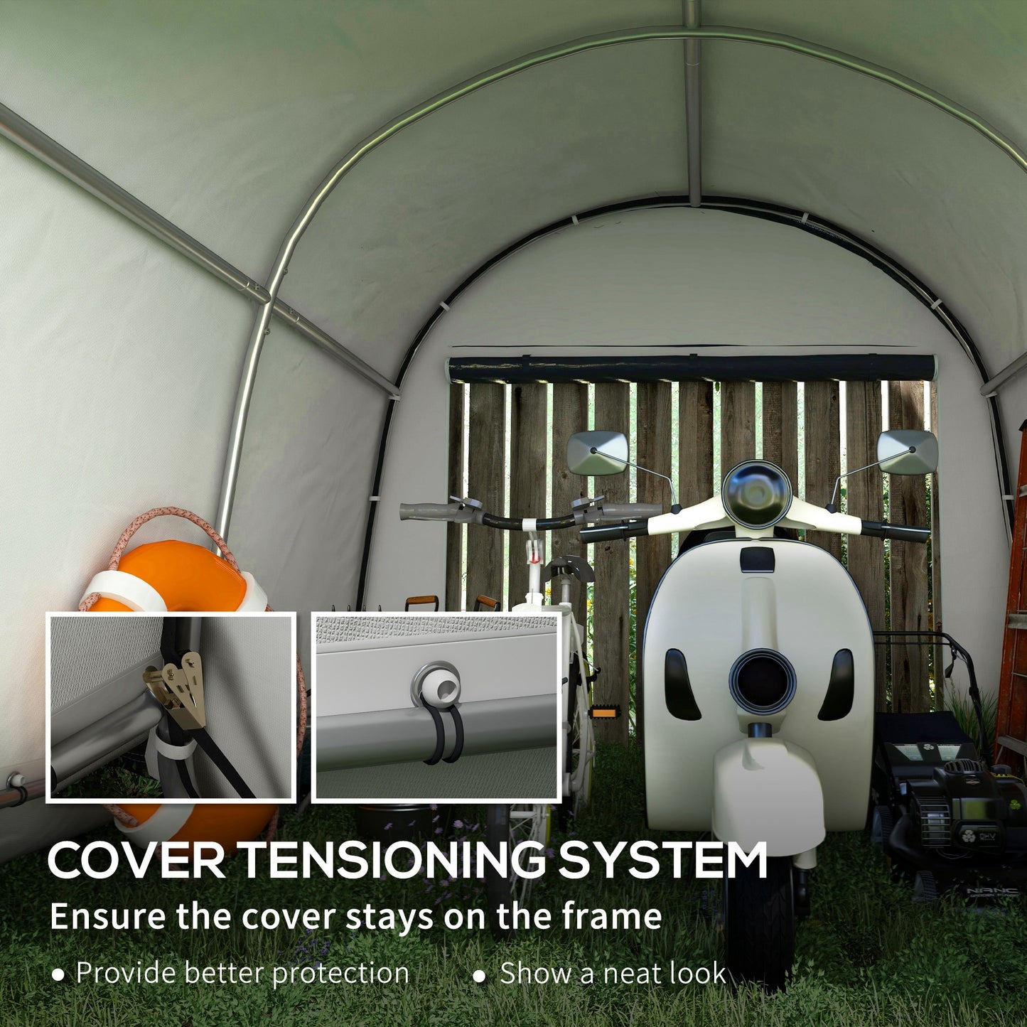 Outsunny 3x3m Garden Storage Tent Heavy Duty Shed Waterproof Portable Shelter With Galvanised Steel Frame For Bike