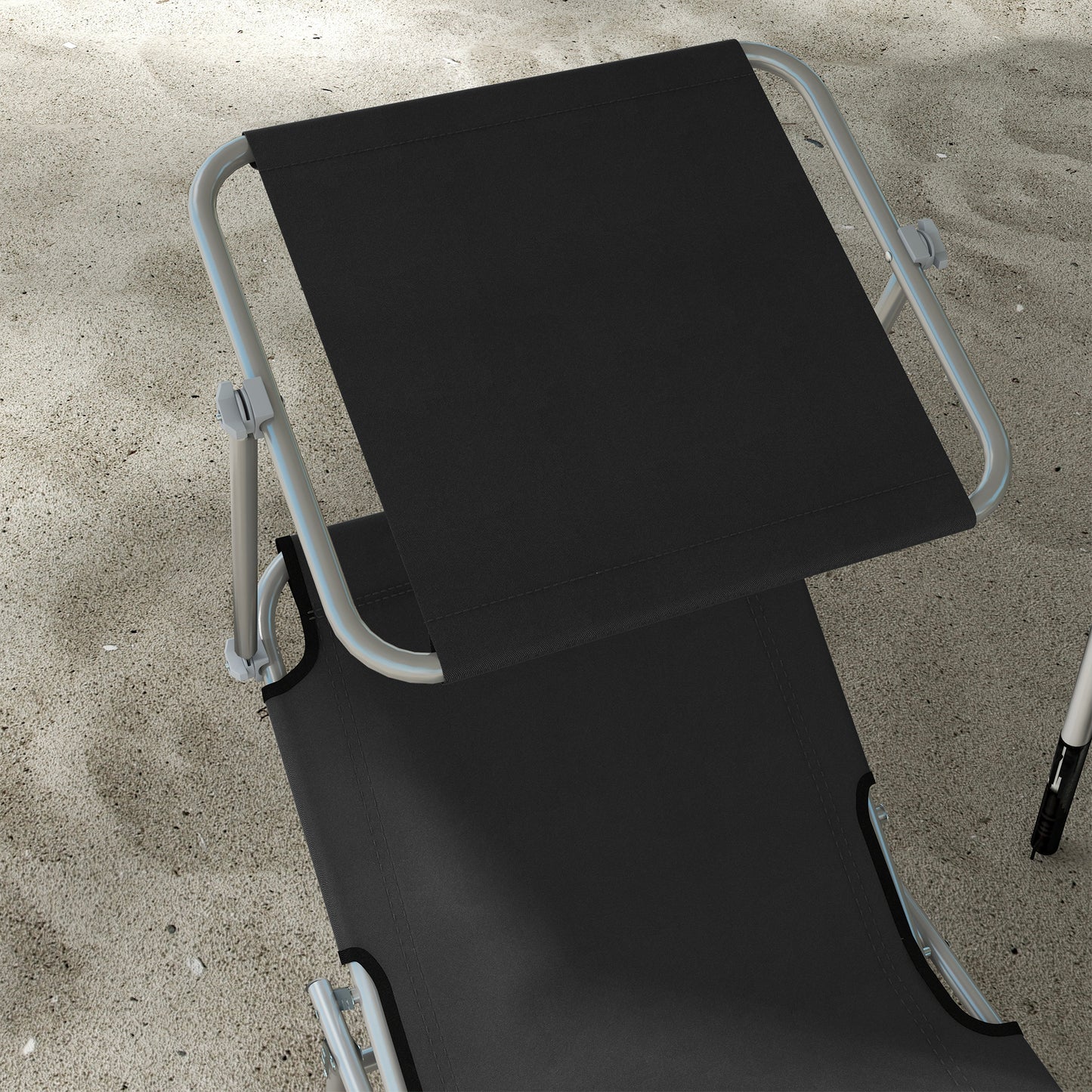 Outsunny Foldable Sun Lounger Set Of 2 With Sun Shade And Adjustable Backrest Black