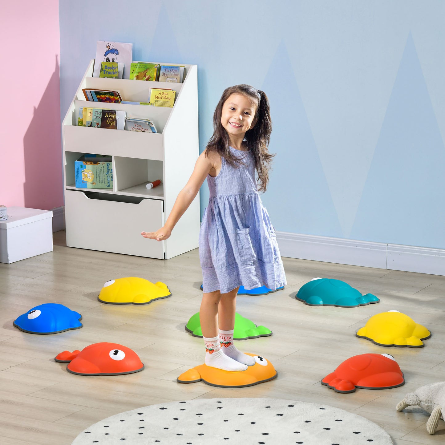 AIYAPLAY Colorful 9-Piece Kids Balance Stepping Stones Set for Sensory Play - Non-Slip, Stackable Obstacle Course - ALL4U RETAILER LTD