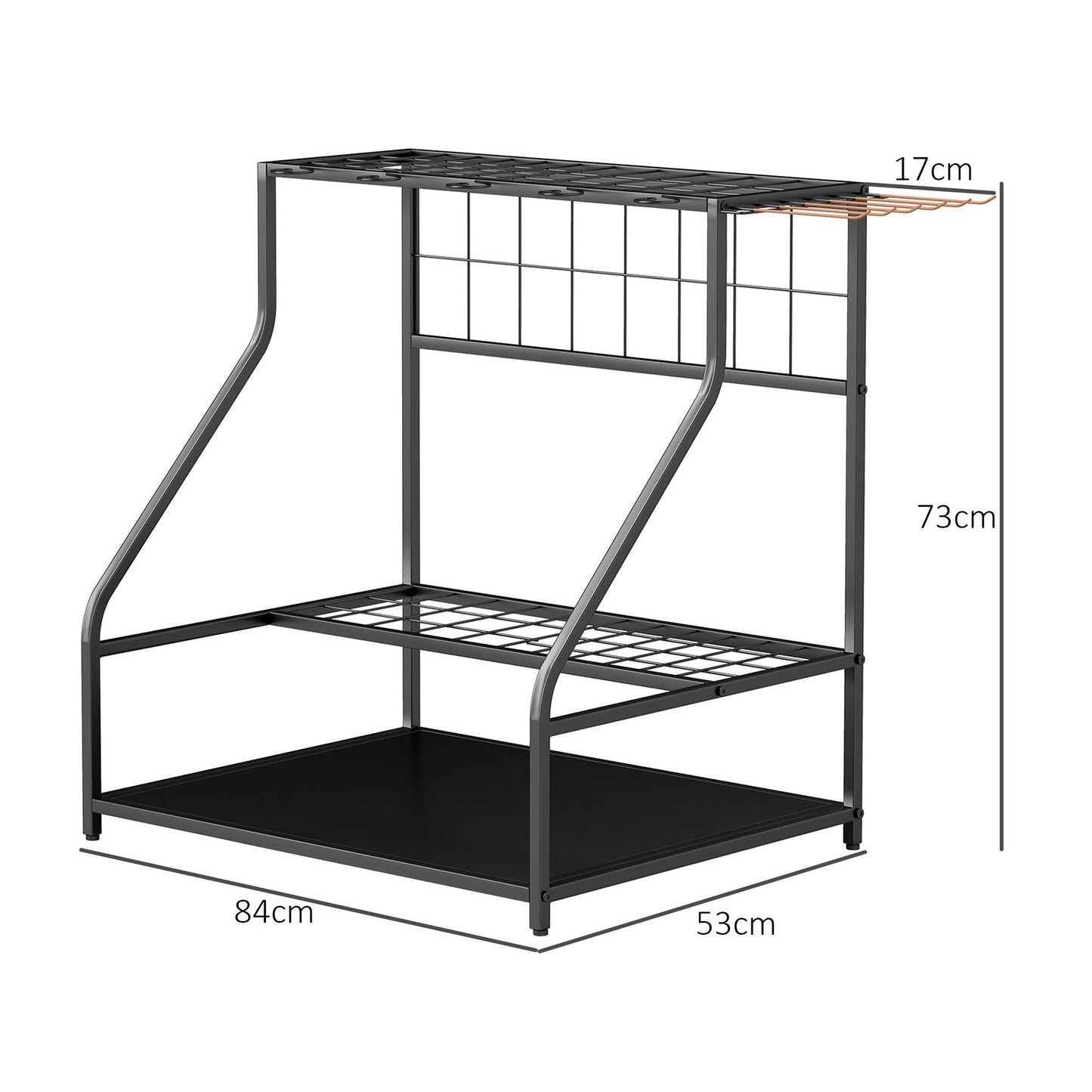 Outsunny 3 Tier Garden Tool Storage Rack With 11 Hooks Holds 20 Tools For Long Handled Brooms Shovels Rakes Garage