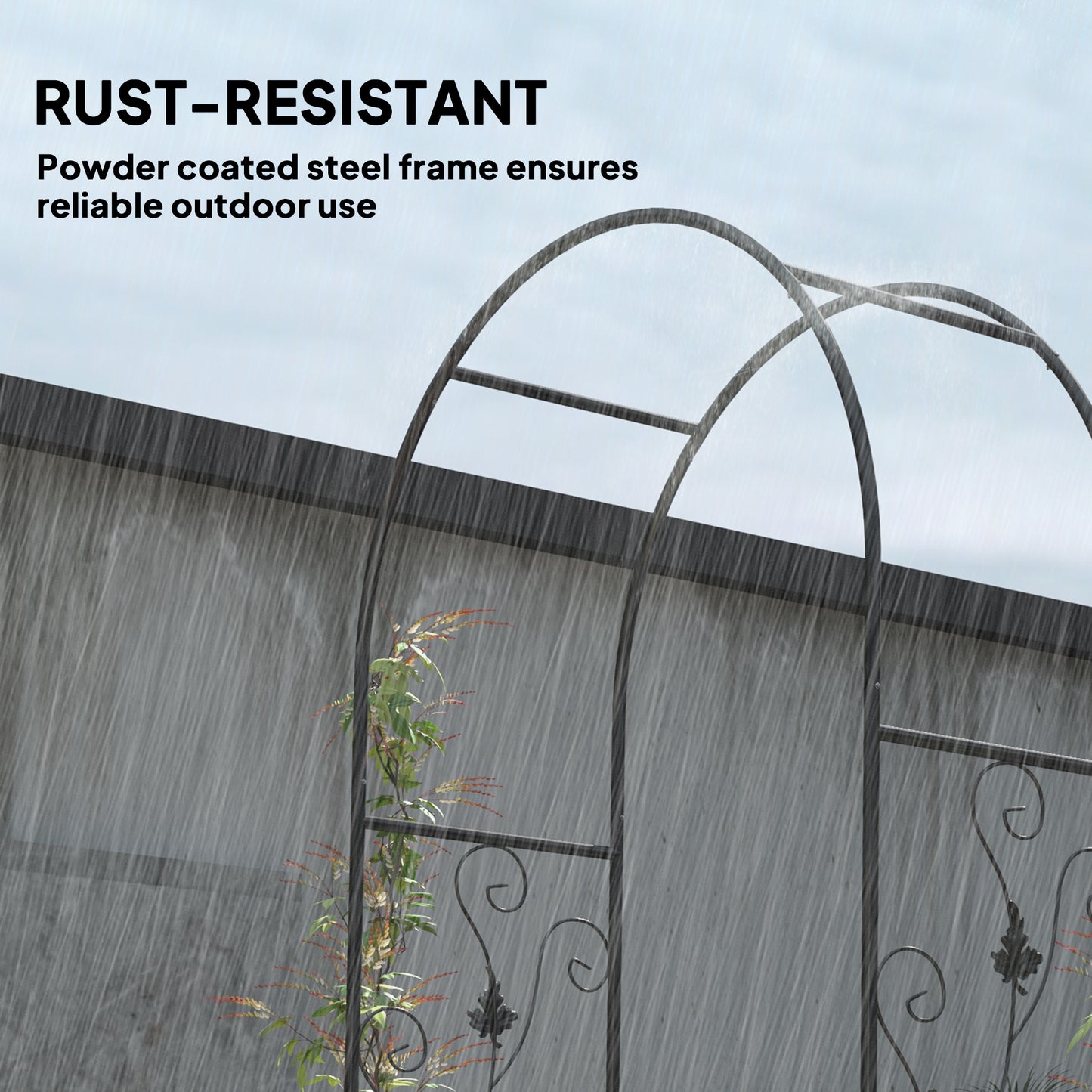 Outsunny 2.17m Steel Garden Arch With Gate Wedding Arch For Outdoor Garden 107W x 45D x 217H CM Black