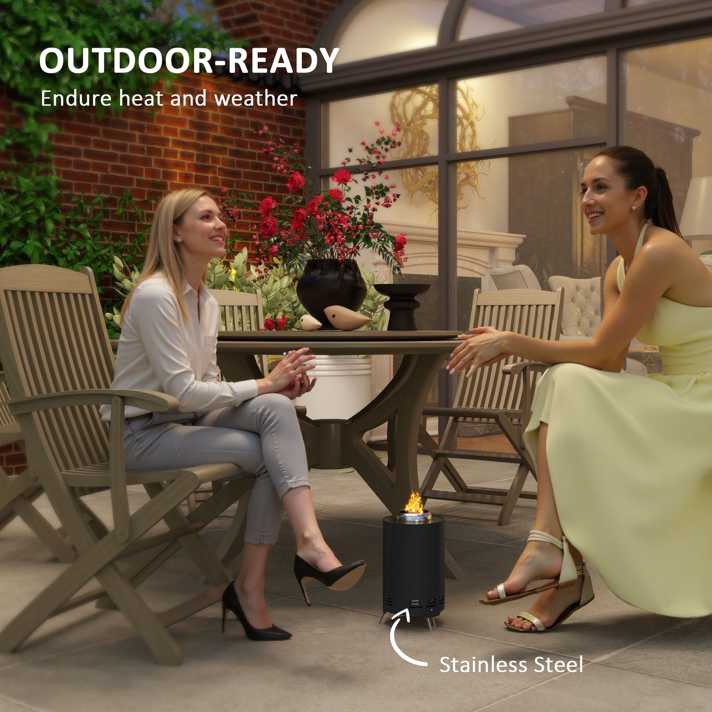 Outsunny Smokeless Tabletop Fire Pit 16 X 16 Cm Stainless Steel Portable Wood Or Pellet Fueled For Garden Camping Black