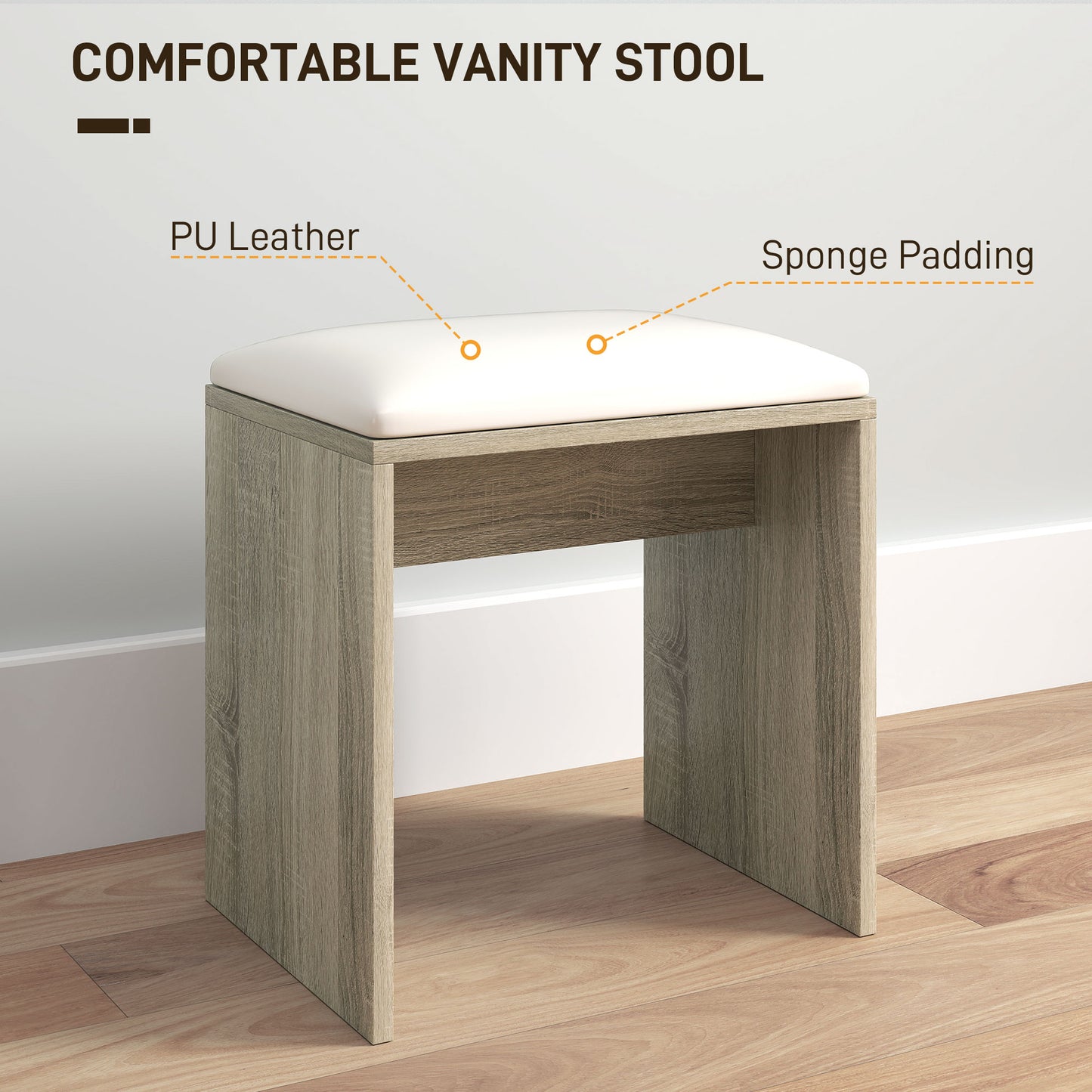 HOMCOM Dressing Table And Stool Set With Storage Mirror Drawer And Cupboard With Wood Effect Finish