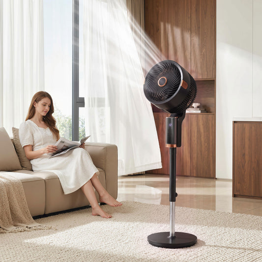 HOMCOM 20 dB Silent Standing Fan For Bedroom 44 Inch Pedestal With 90 Degree Oscillation 8 Speeds Led Light Black