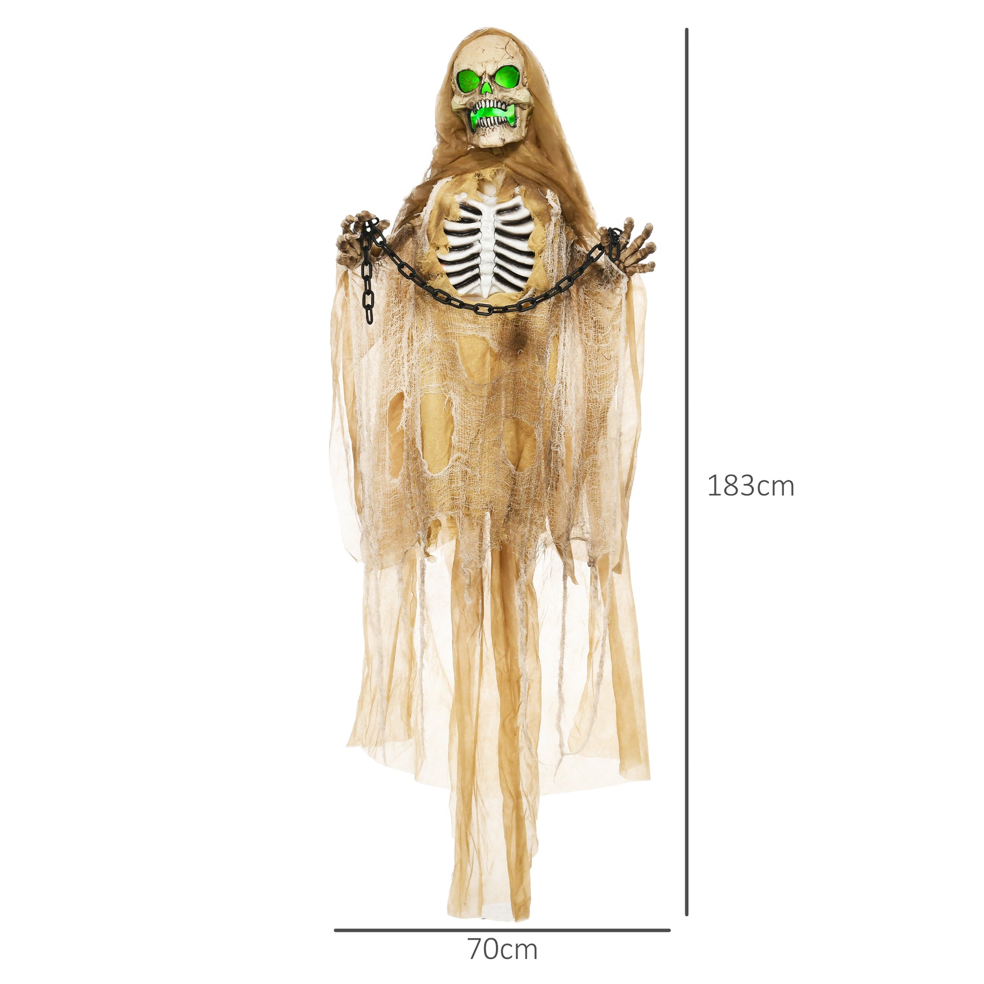 HOMCOM Creepy Animated Hanging Skeleton with Sound and Lights for Halloween Decoration - ALL4U RETAILER LTD