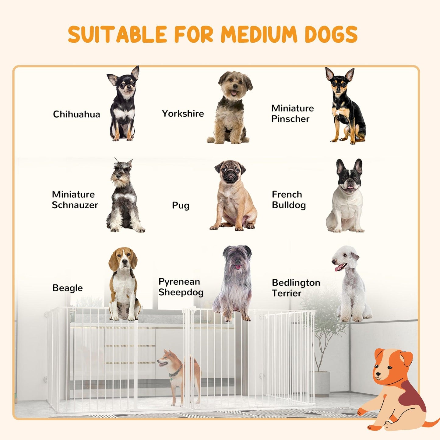 PawHut 2-In-1 Dog Pen & Safety Gate, 8 Panel Playpen w/ Double-locking Door - ALL4U RETAILER LTD