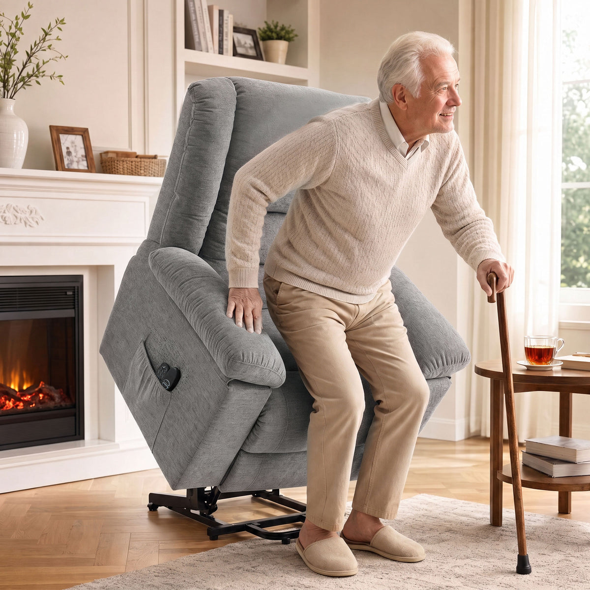 HOMCOM Power Lift Recliner Chair With Massage And Heat For Elderly Grey