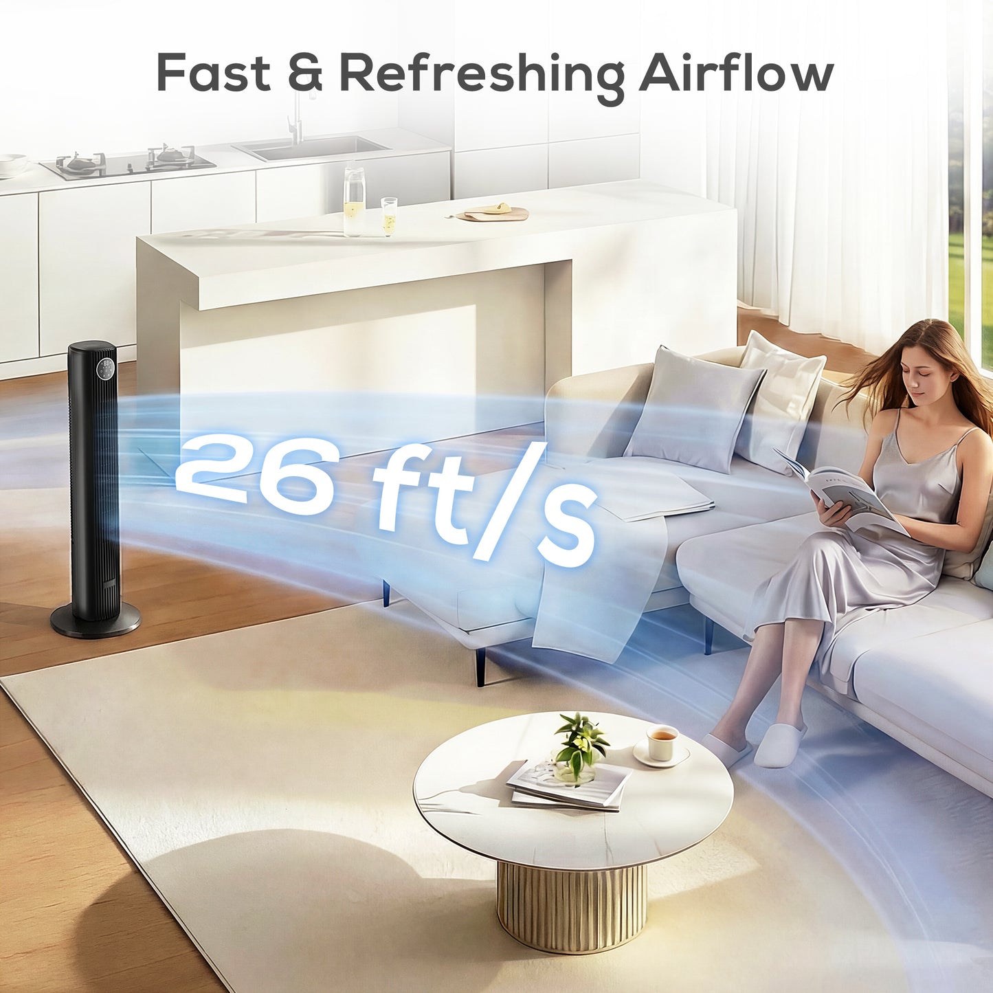 HOMCOM 36 Inch Tower Fan Quiet 28 Db 80 Degree Oscillation 12 Speeds 4 Modes Remote Control 12 Hour Timer Black