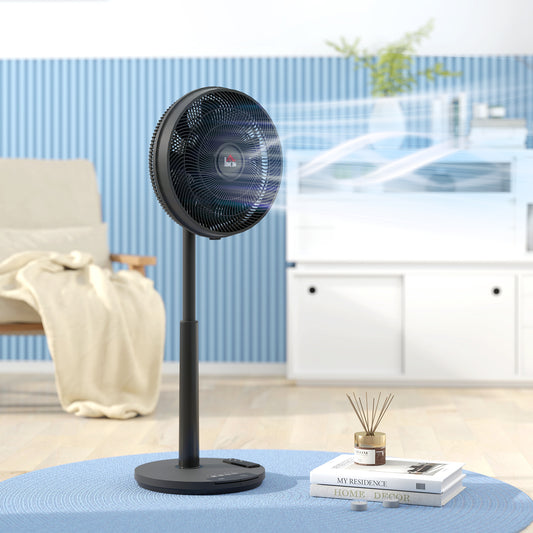 HOMCOM Pedestal Fan With DC Motor Remote Control Oscillating Head Adjustable Height And Tilt 12 Speeds Sleep Mode