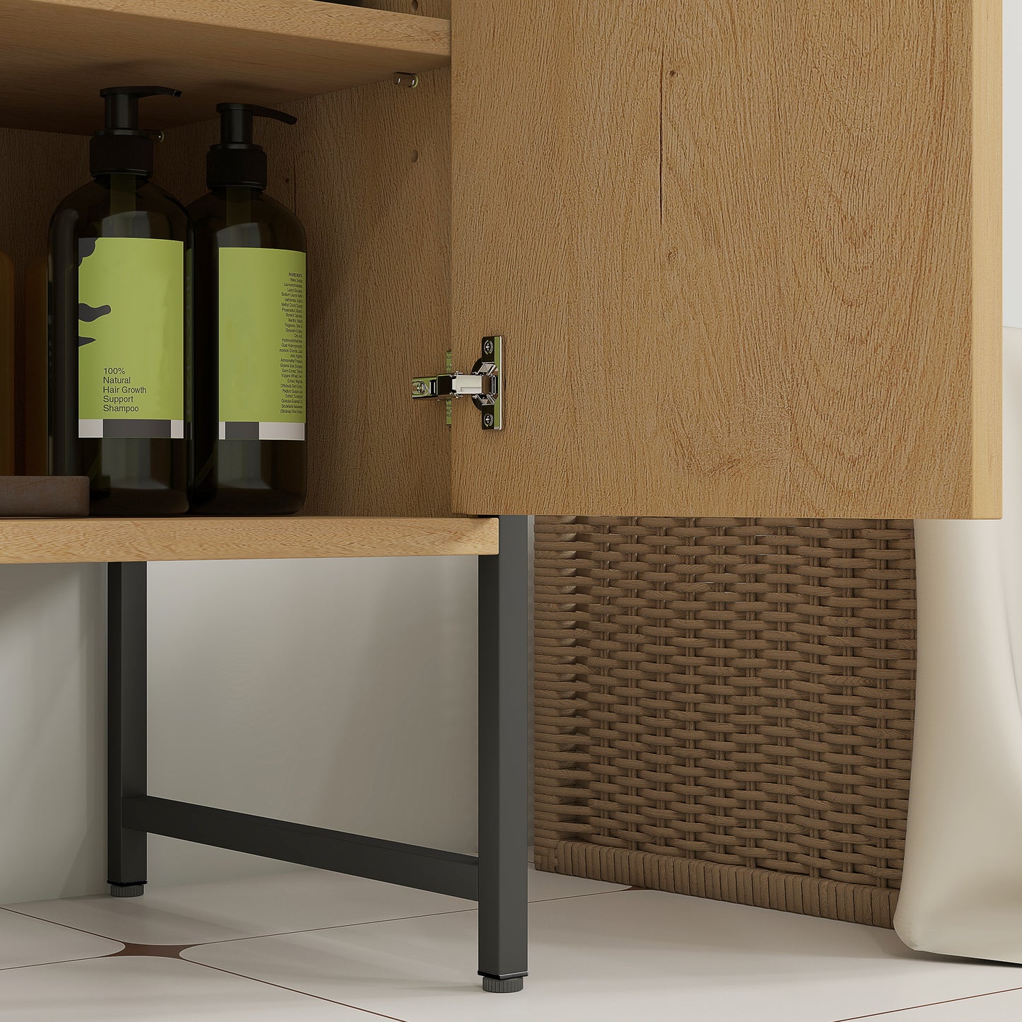 HOMCOM Bathroom Vanity Unit Under Sink Storage Cabinet With Soft Close Doors For Basin Natural Finish