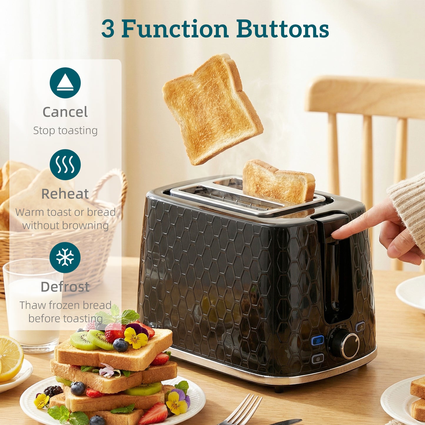 HOMCOM Kettle And Toaster Set 1.7L 3000W Kettle With Limescale Filter 2 Slice Toaster With 7 Browning Settings Black