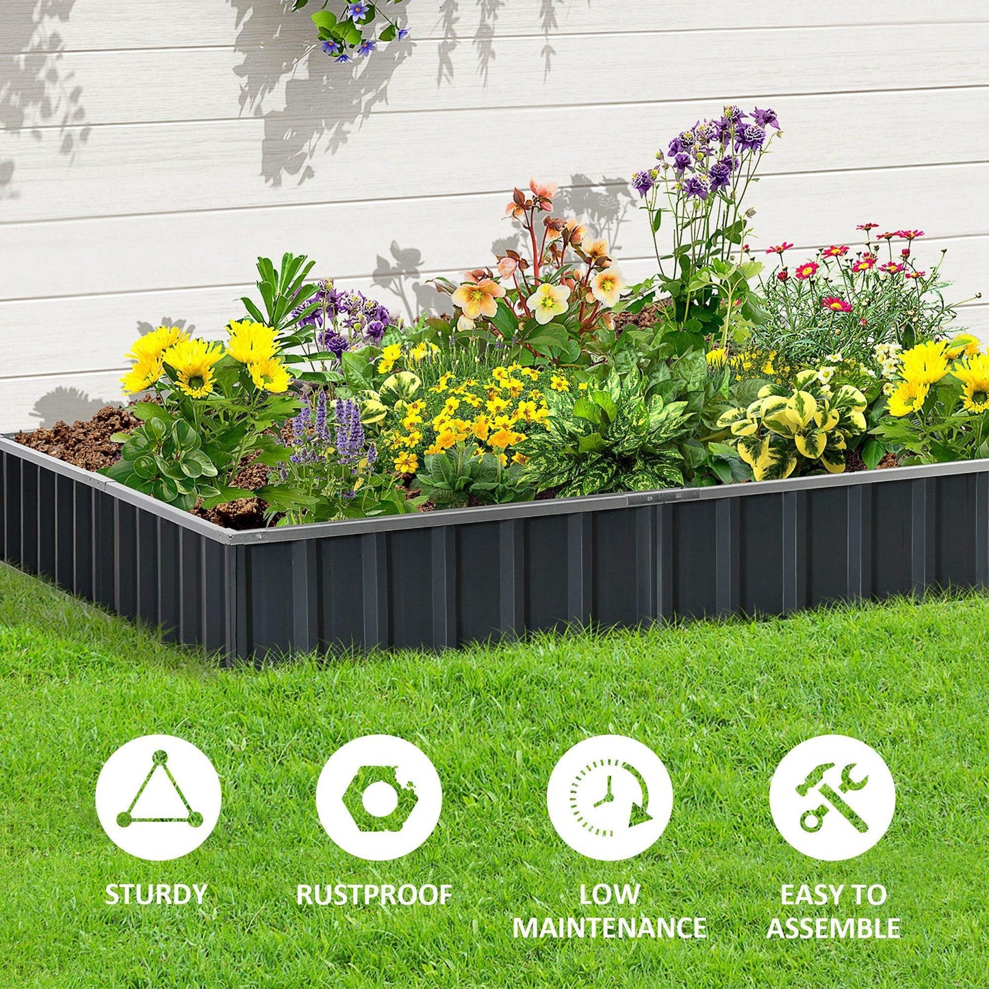 Outsunny Metal Raised Garden Bed Planter Box + Gloves, 258x90cm - ALL4U RETAILER LTD