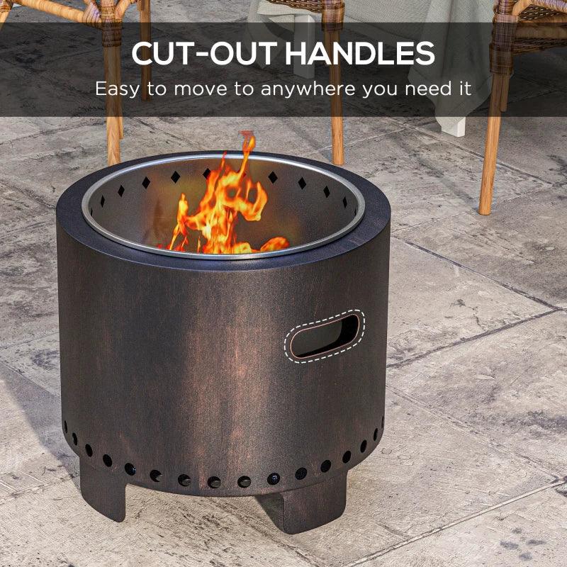 Outsunny Black Metal Smokeless Fire Pit - Stylish Wood-Burning Outdoor Patio Heater - ALL4U RETAILER LTD