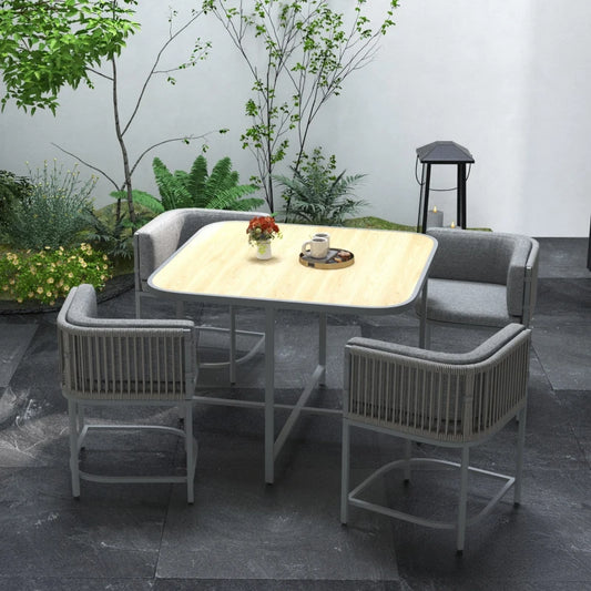 Outsunny Rattan Dining Sets, Cube Garden Furniture w/ Space-saving Design, Grey - ALL4U RETAILER LTD