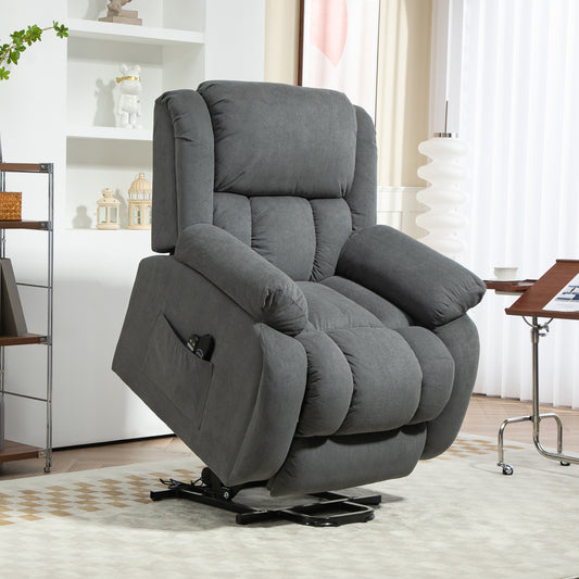 Homcom Recliner Armchair Lift Chair Electric With Vibration Massage And Heat Usb Port Grey Wide Seat