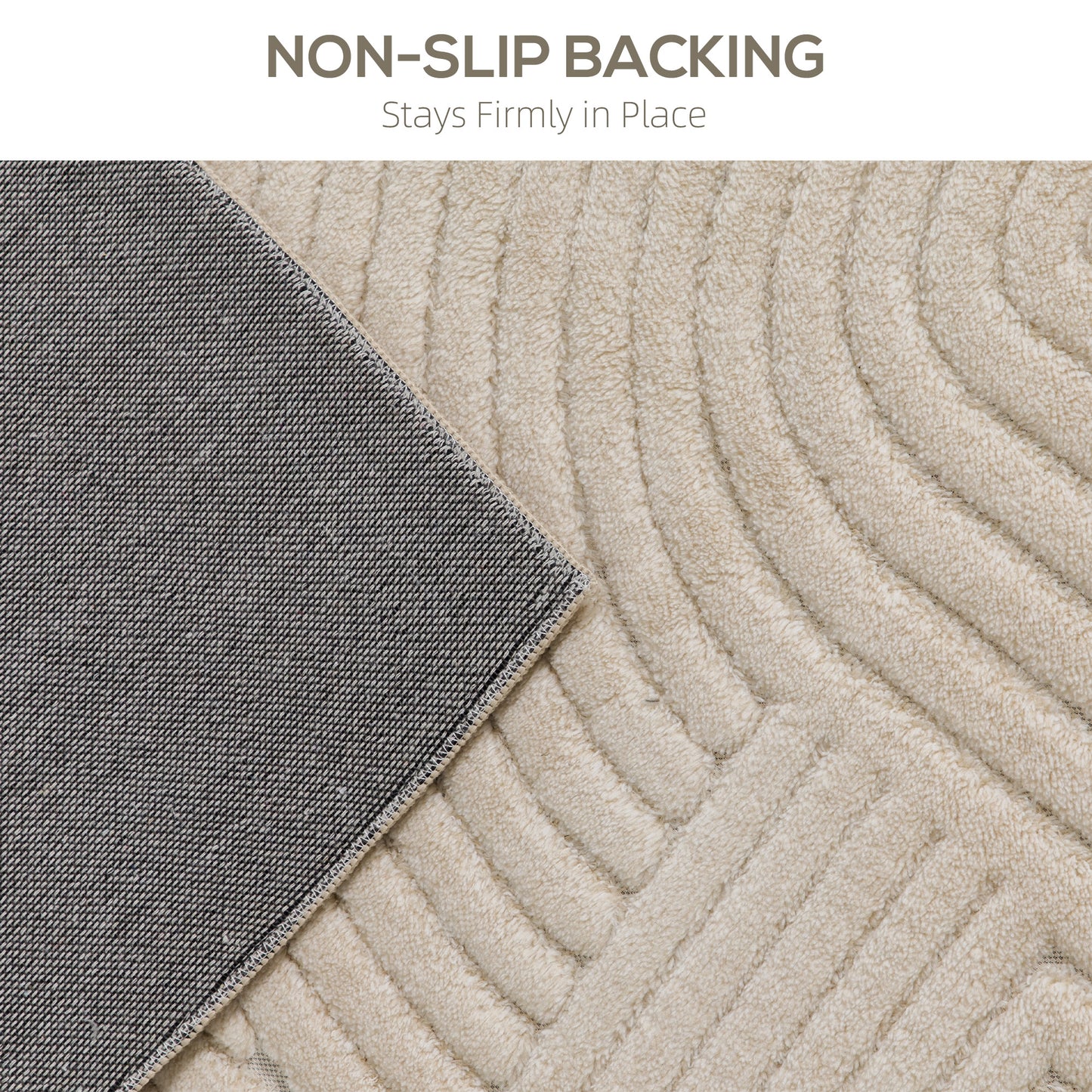 HOMCOM Modern Geometric Rug Thick Plush 15mm Foam Padding Non Slip Backing 230 x 160 Cm Cream Living Room Bedroom