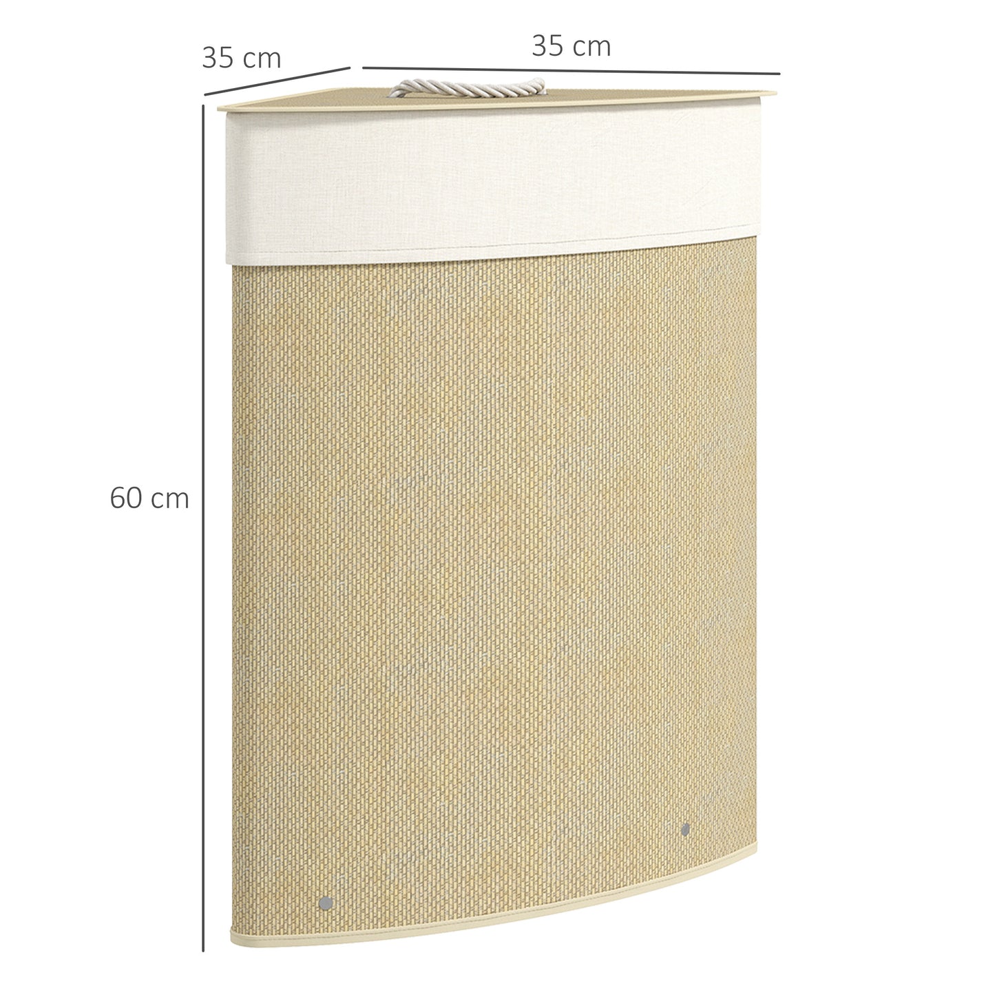 HOMCOM Bamboo Laundry Basket With Lid 55L Corner Hamper Removable Washable Liner Bag Triangle Basket Nature Wood Finish