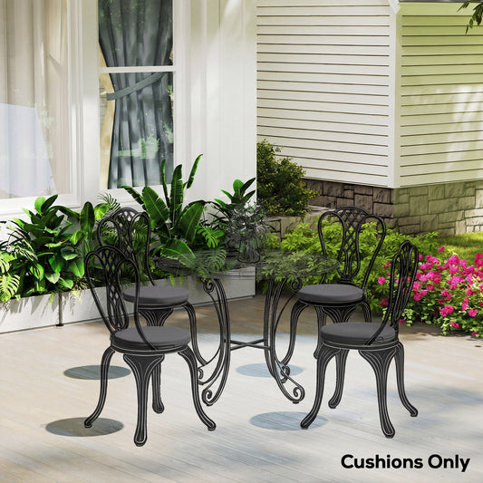 Outsunny Outdoor Bistro Chair Cushions Set Of 4 With Removable Covers 41x41x5 Cm Round Seat Cushions With Ties Grey