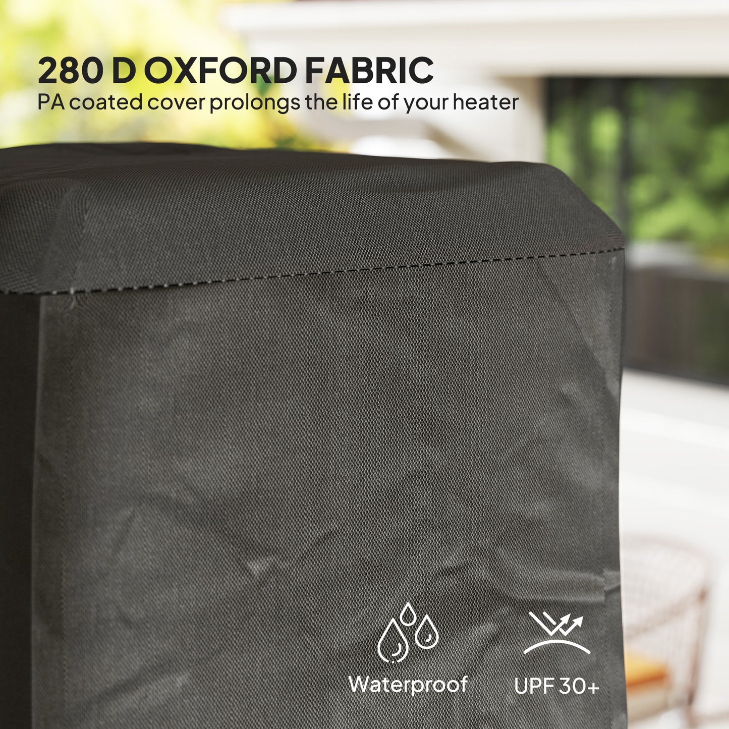 Outsunny Gas Pyramid Patio Heater Cover Full Length Outdoor Protector UPF 30 Plus Oxford Fabric With Zipper Black