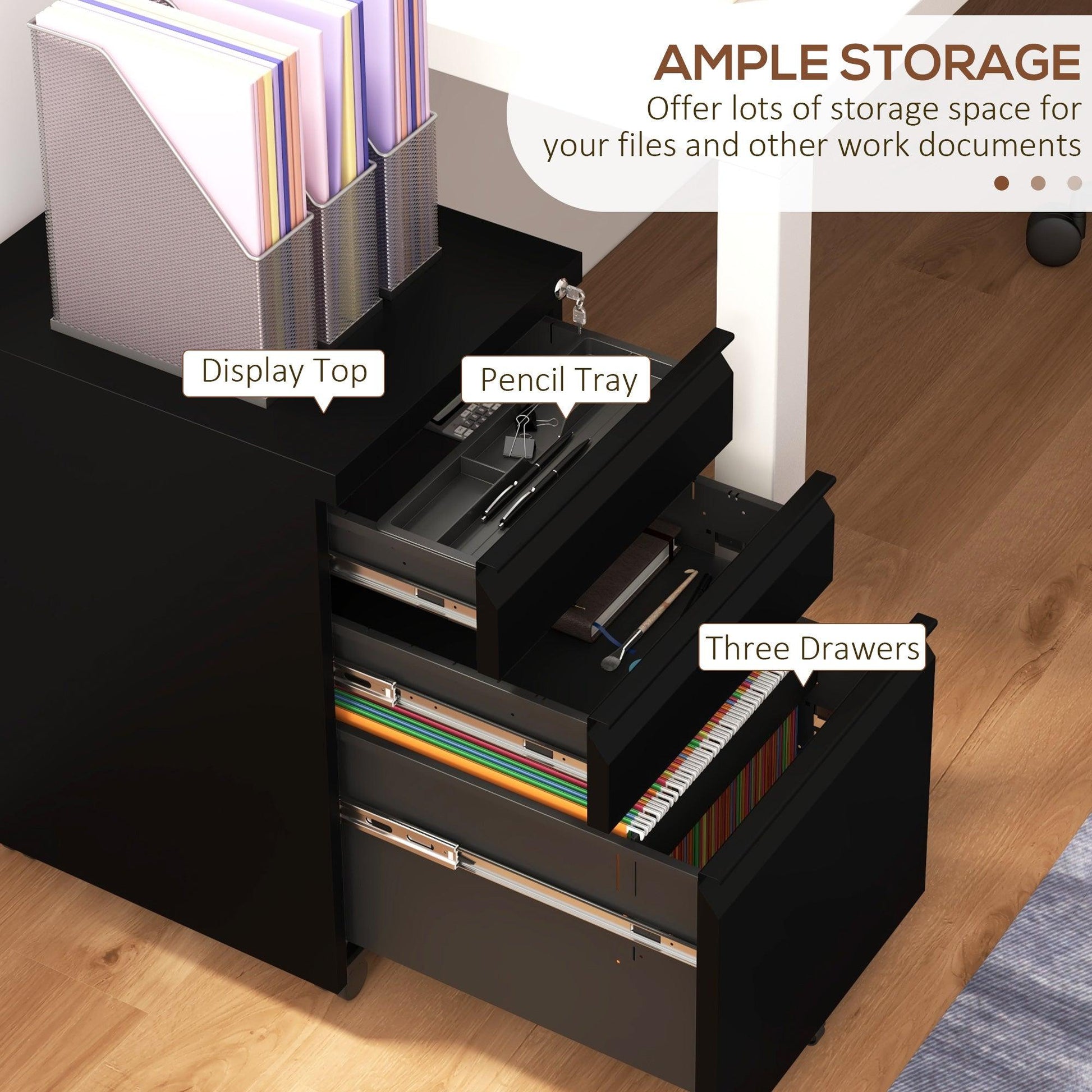 Vinsetto Steel File Cabinet with Lock and Hanging Bar for Letter A4 Legal Size - ALL4U RETAILER LTD