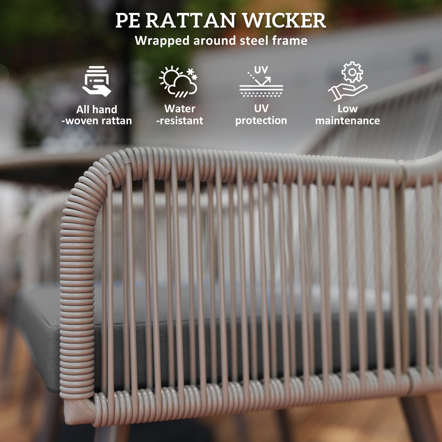 Outsunny 4 Seater Rattan Dining Set With Parasol Hole Round Glass Top Table And Cushioned Chairs Light Brown