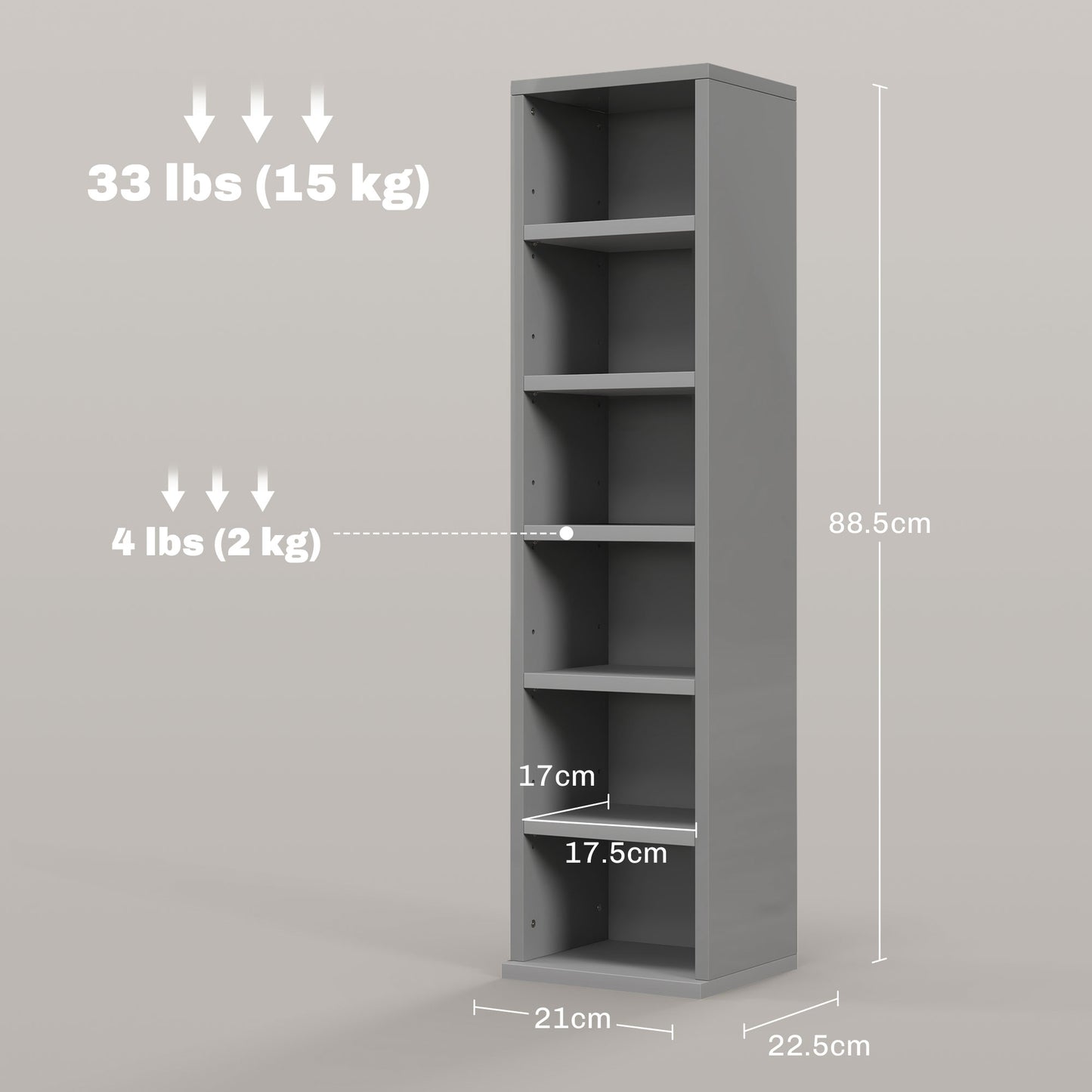 HOMCOM Set Of 2 CD Display Shelf Units With Adjustable Shelves High Gloss Grey Melamine