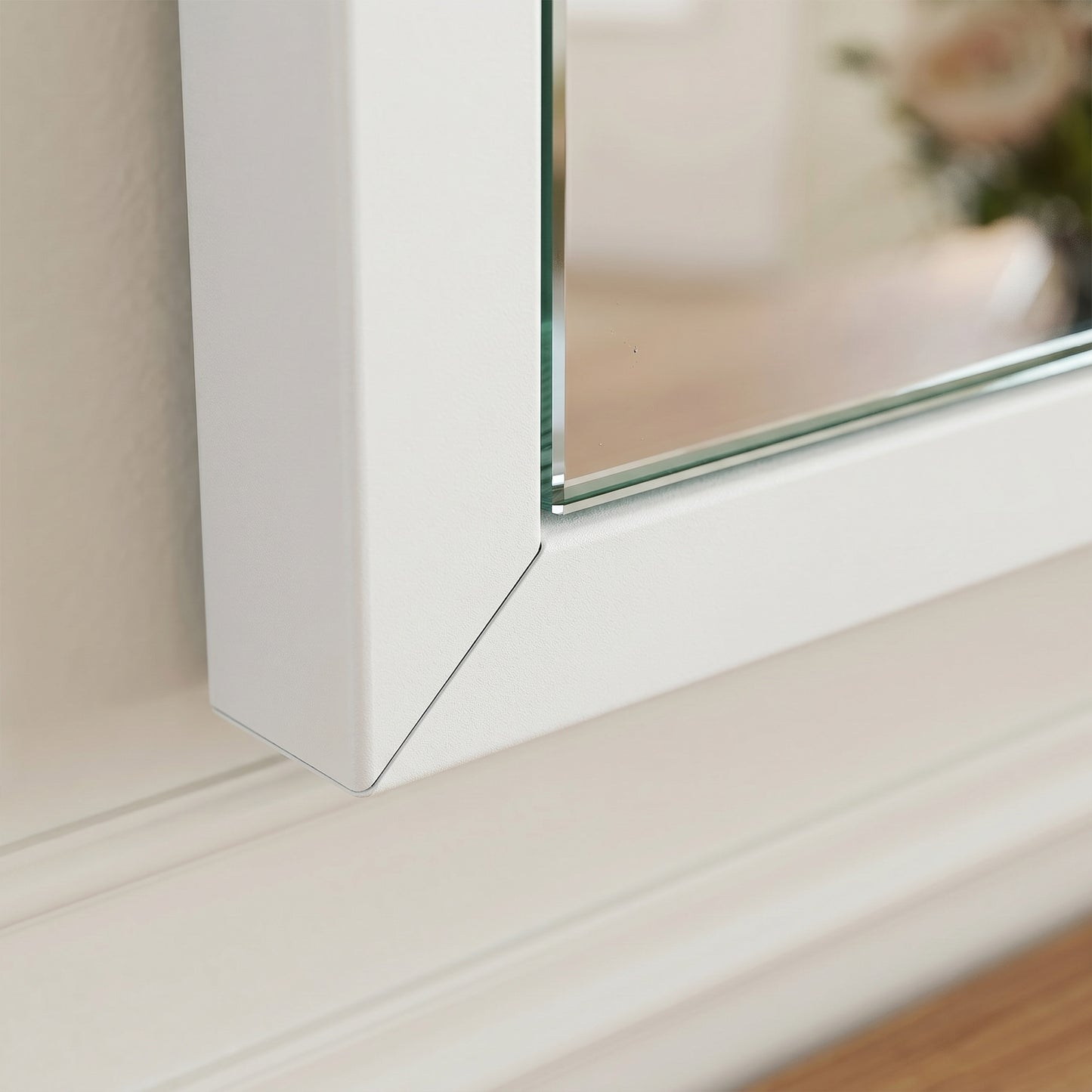HOMCOM Wall Mounted Bathroom Mirror 70 x 50 cm White Frame For Living Room Bedroom And Hallway