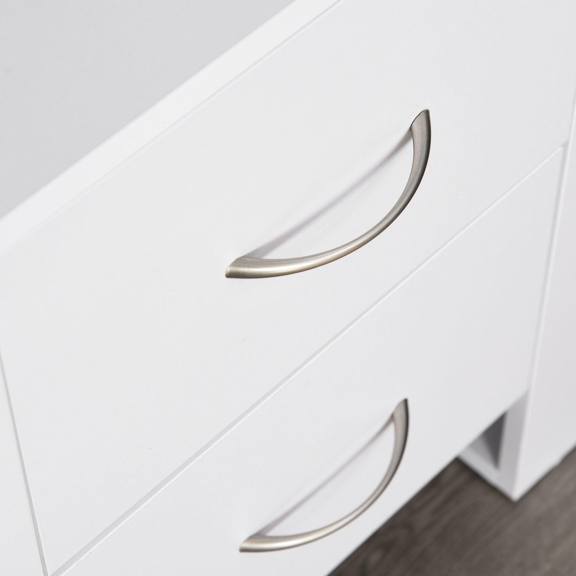 HOMCOM Set of 2 White Bedside Tables with Drawers and Handles - ALL4U RETAILER LTD