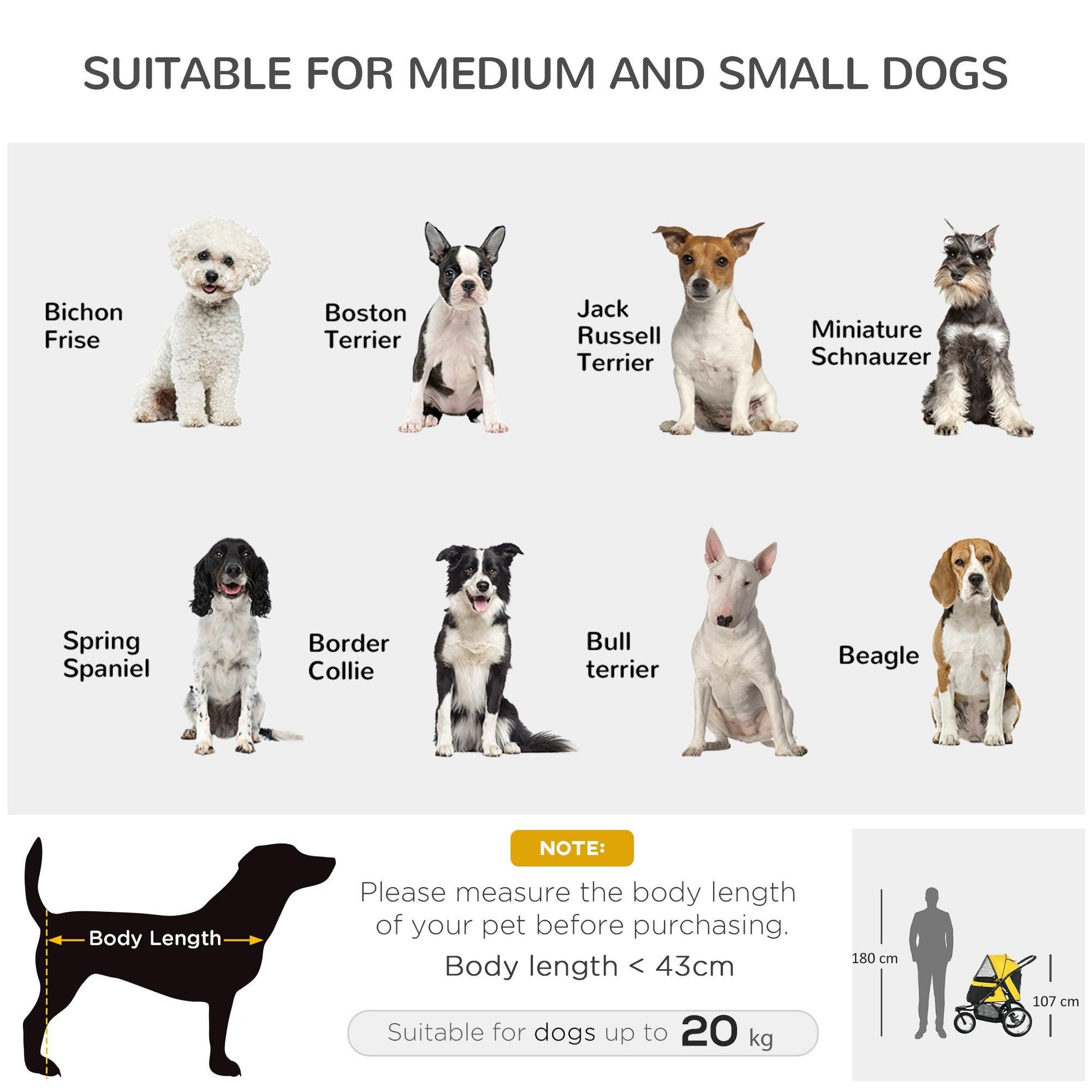 PawHut Foldable Pet Stroller Jogger for Small/Medium Dogs, Yellow - ALL4U RETAILER LTD