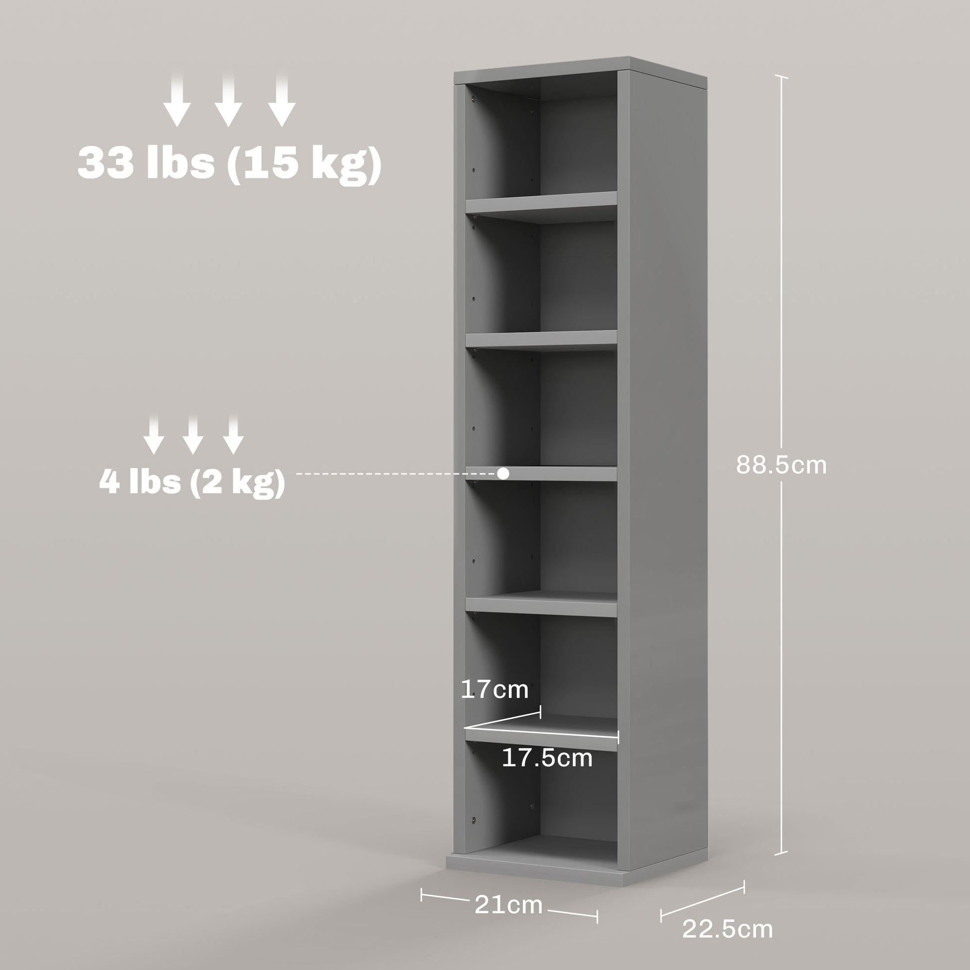 HOMCOM Duo 102-CD High Gloss Grey Storage Shelves - ALL4U RETAILER LTD