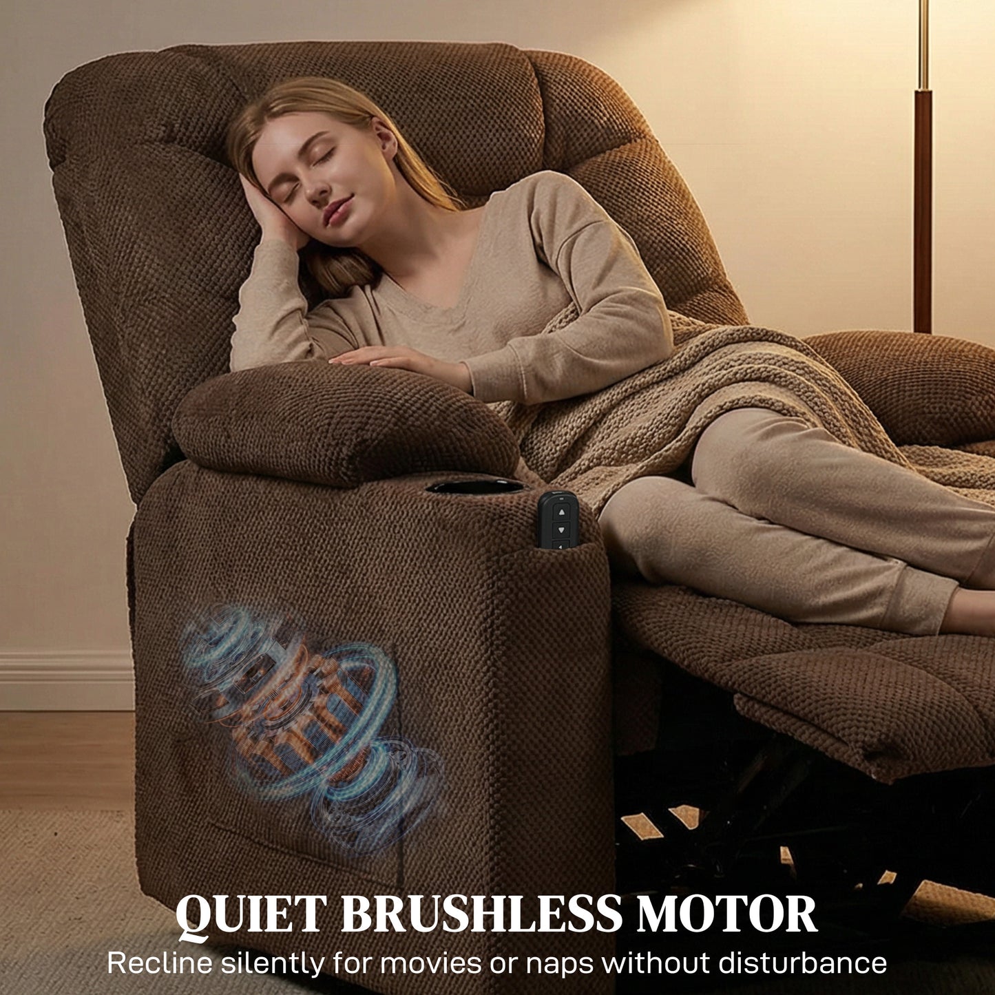 HOMCOM Electric Massage Recliner With Vibration And Heat Memory Function USB Port Footrest Side Pocket Brown