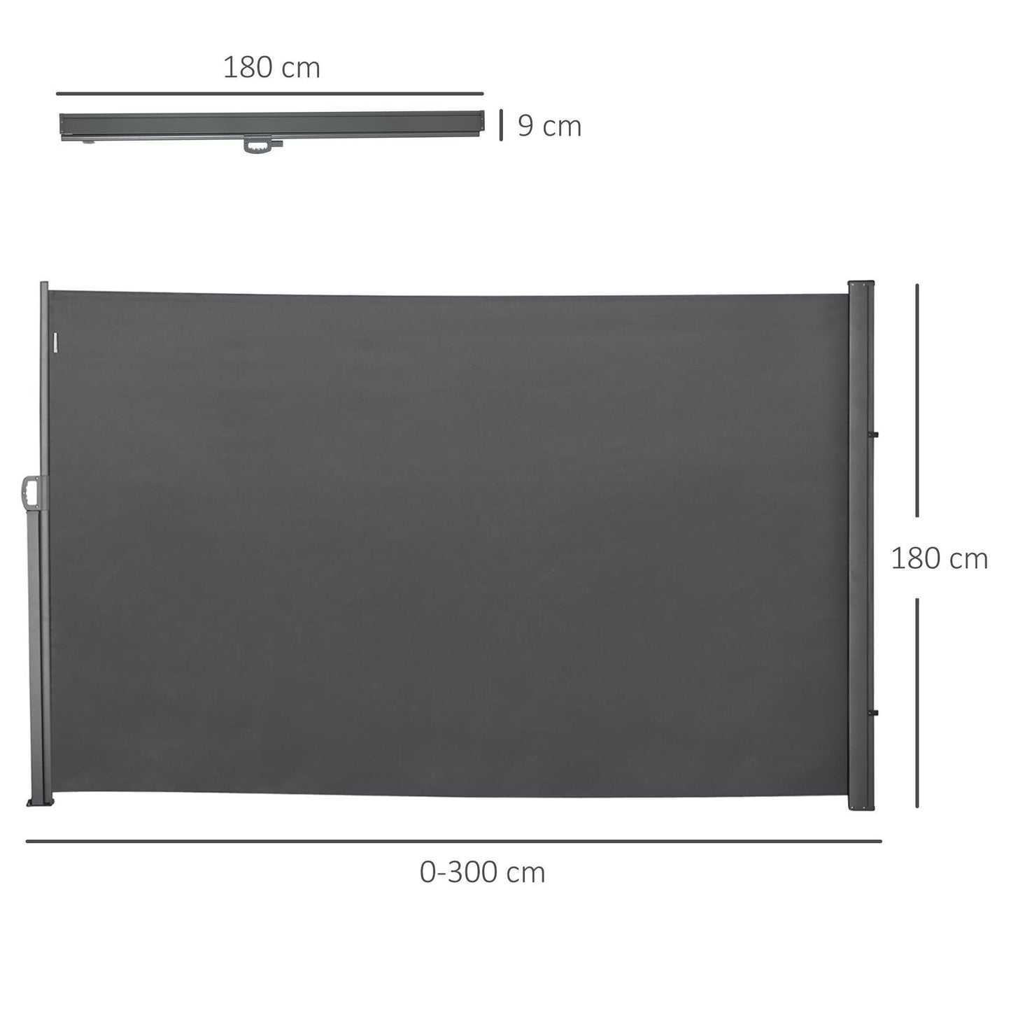 Outsunny 3x1.8M Retractable Side Awning Screen Fence Patio Privacy Divider Grey - ALL4U RETAILER LTD